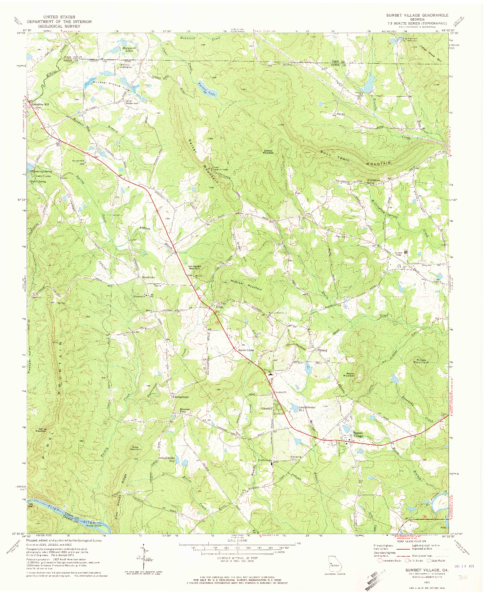 USGS 1:24000-SCALE QUADRANGLE FOR SUNSET  VILLAGE, GA 1971