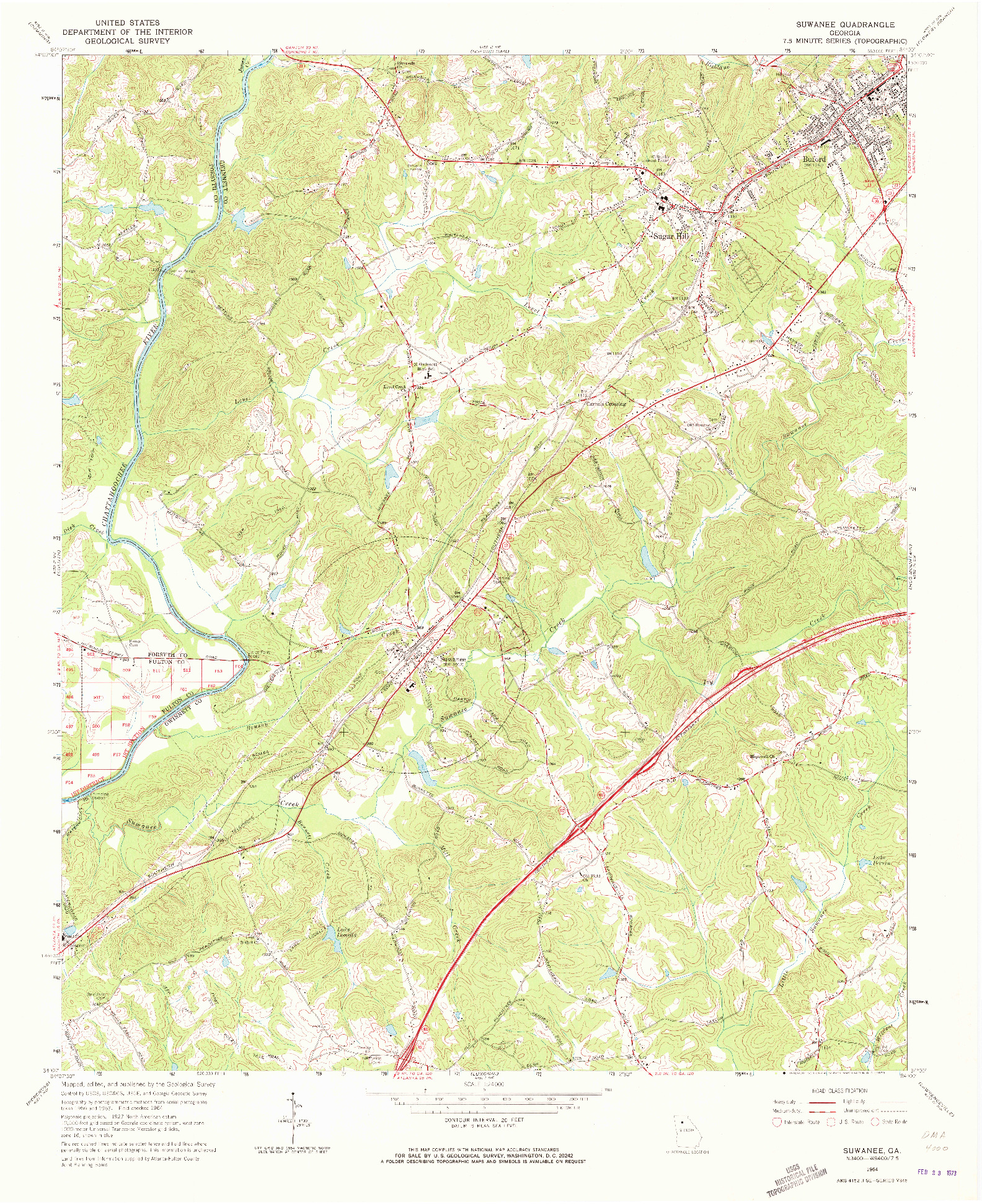 USGS 1:24000-SCALE QUADRANGLE FOR SUWANEE, GA 1964
