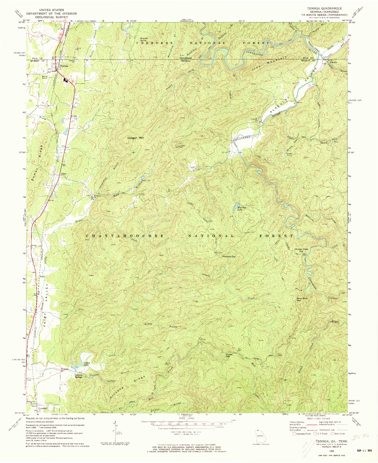 USGS 1:24000-SCALE QUADRANGLE FOR TENNGA, GA 1968