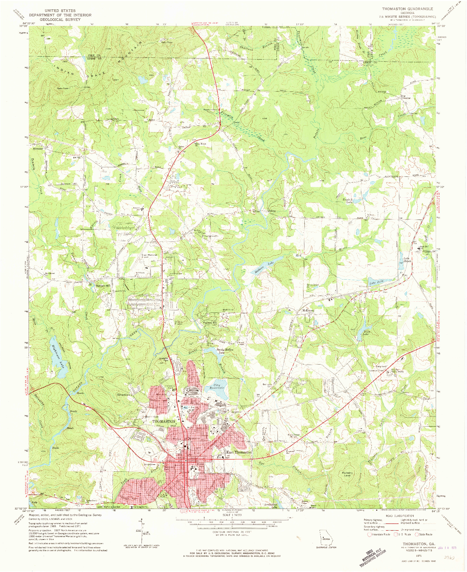 USGS 1:24000-SCALE QUADRANGLE FOR THOMASTON, GA 1971