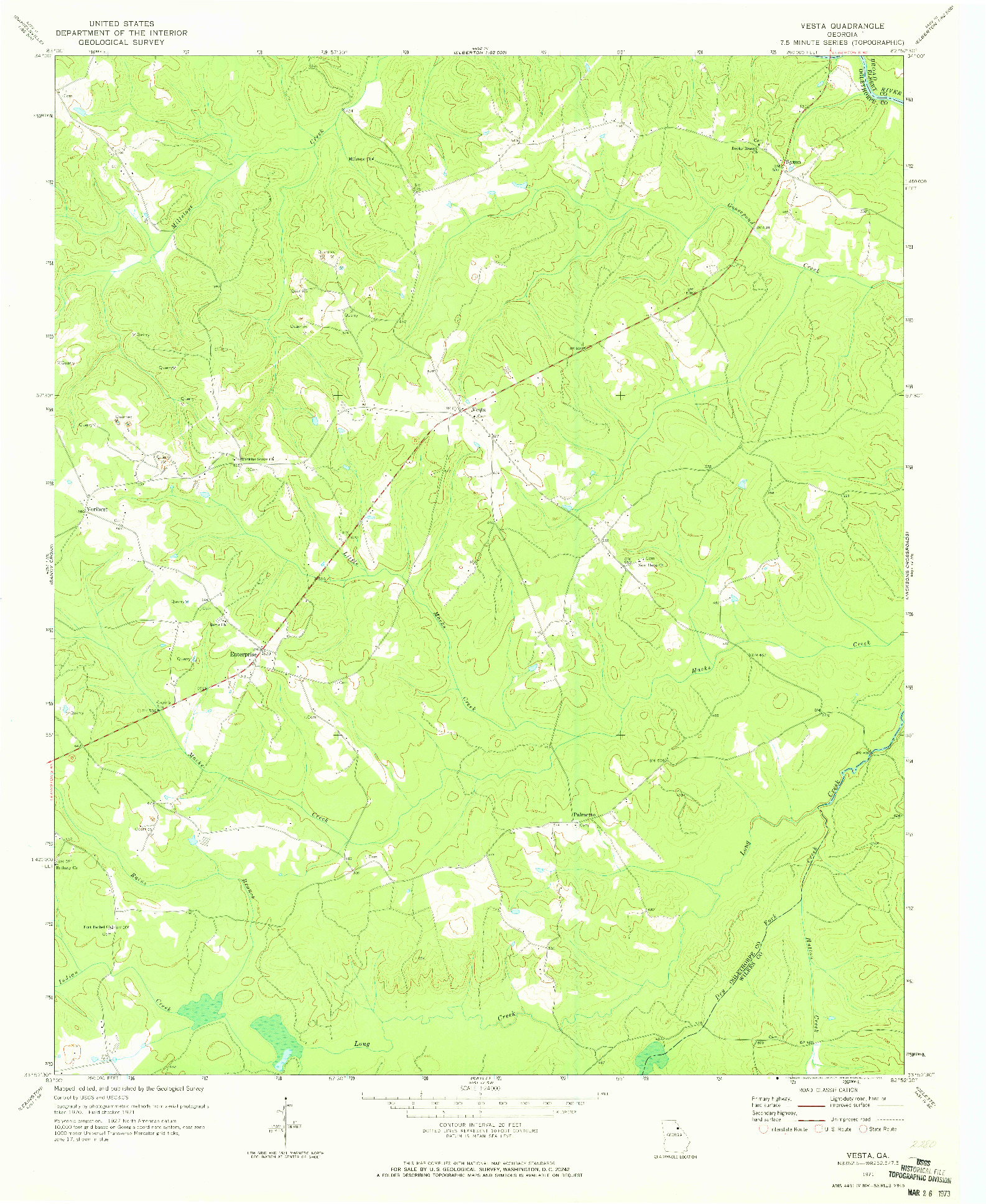 USGS 1:24000-SCALE QUADRANGLE FOR VESTA, GA 1971