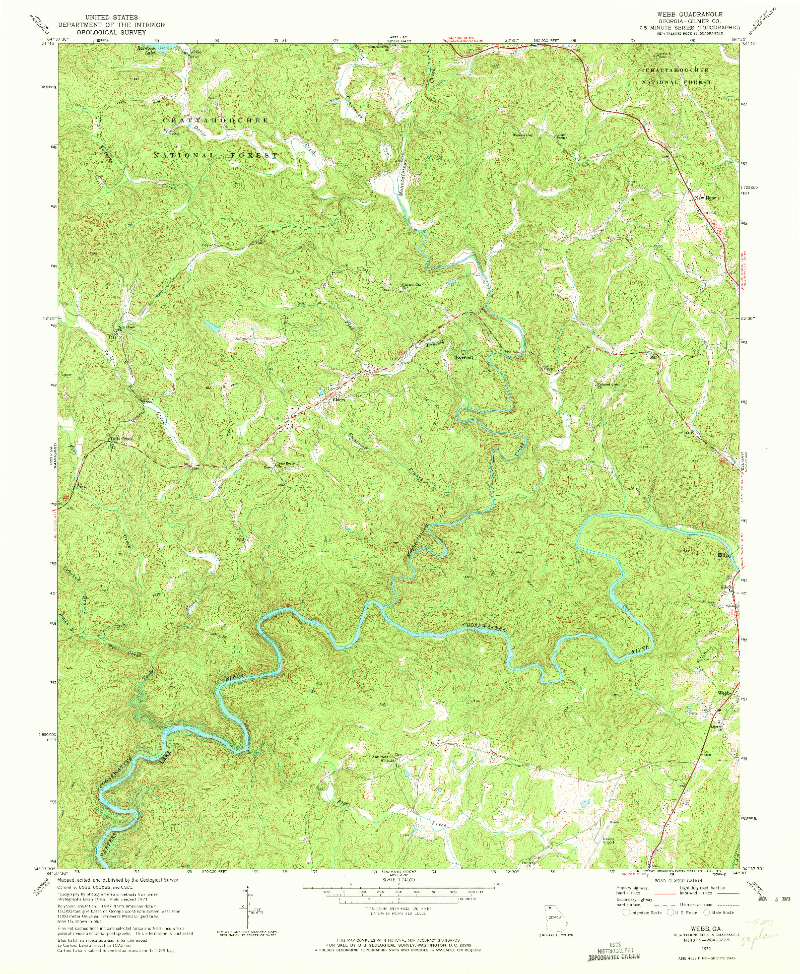 USGS 1:24000-SCALE QUADRANGLE FOR WEBB, GA 1971