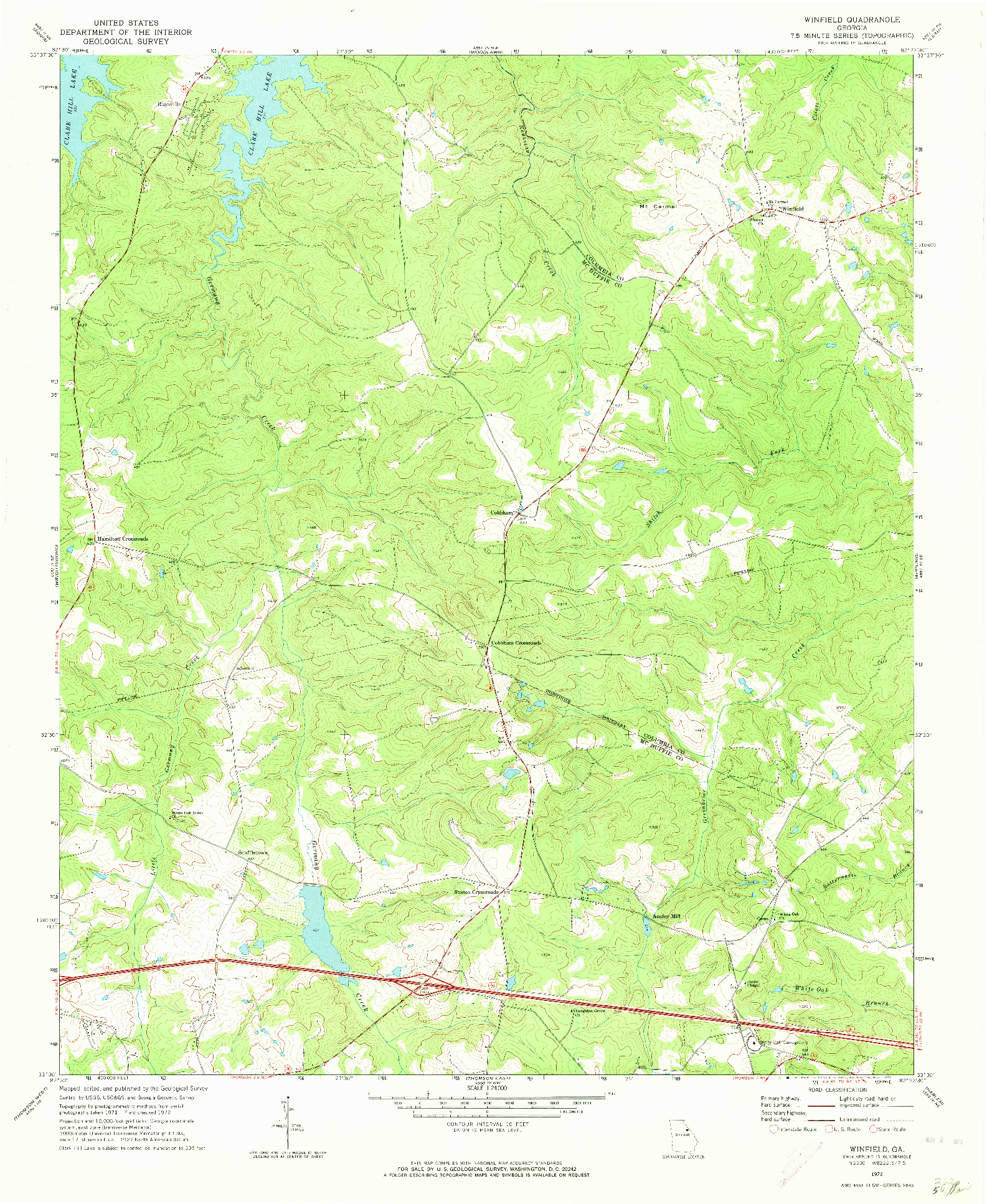 USGS 1:24000-SCALE QUADRANGLE FOR WINFIELD, GA 1972