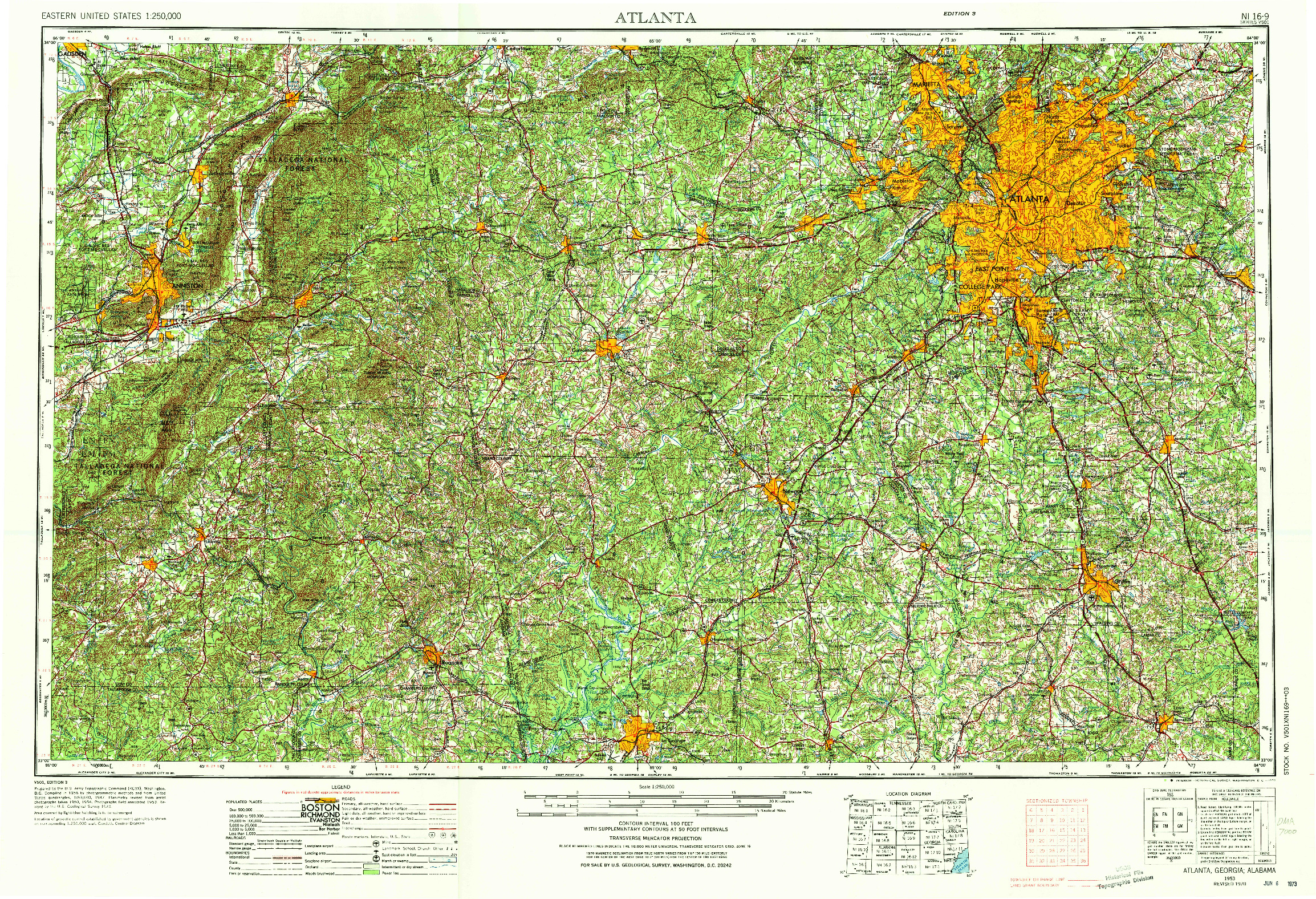 USGS 1:250000-SCALE QUADRANGLE FOR ATLANTA, GA 1953