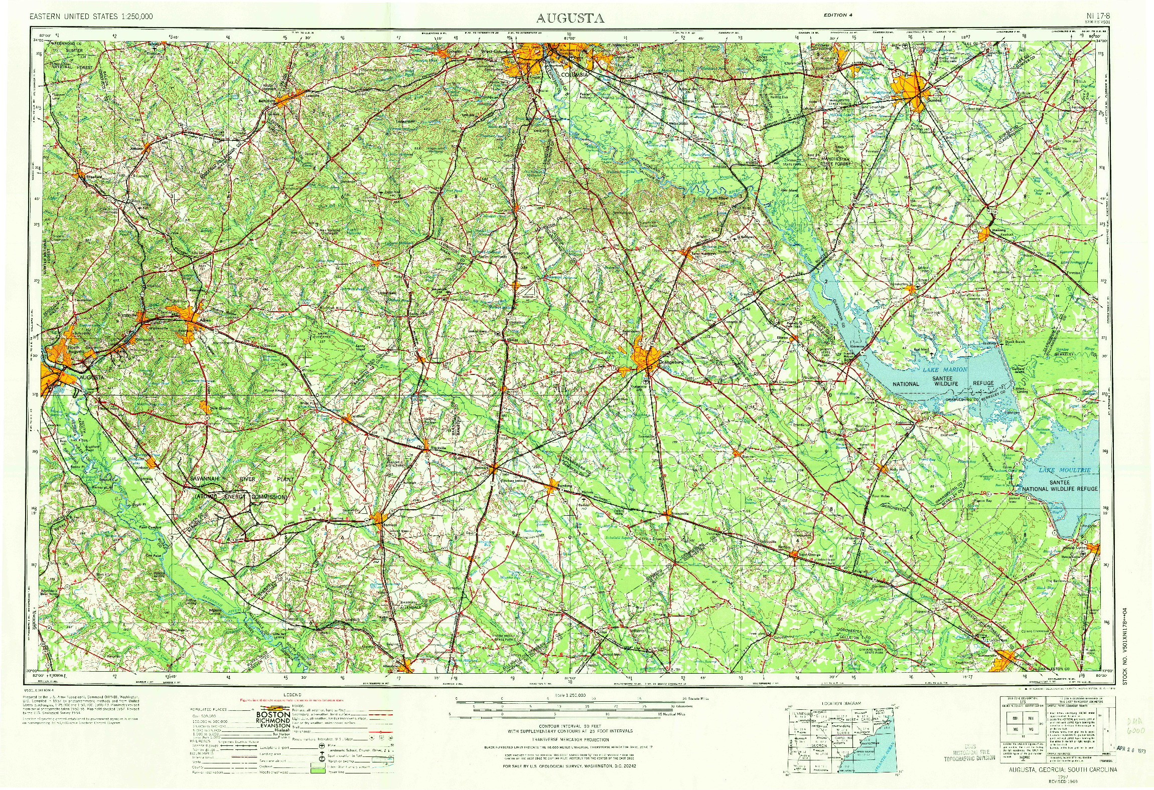 USGS 1:250000-SCALE QUADRANGLE FOR AUGUSTA, GA 1957