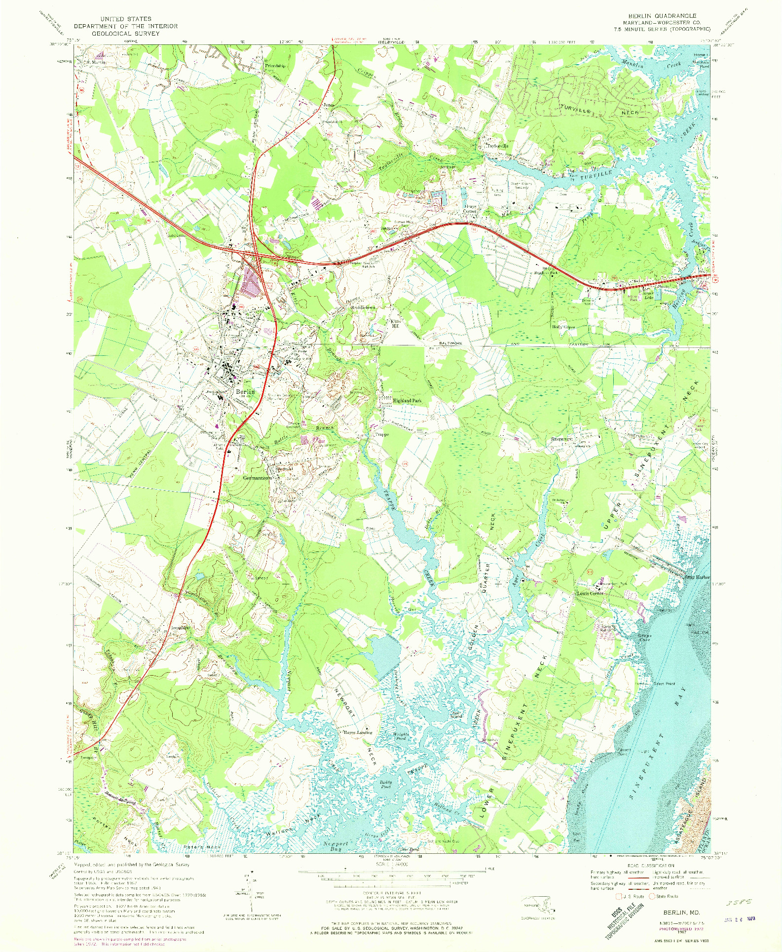 USGS 1:24000-SCALE QUADRANGLE FOR BERLIN, MD 1967