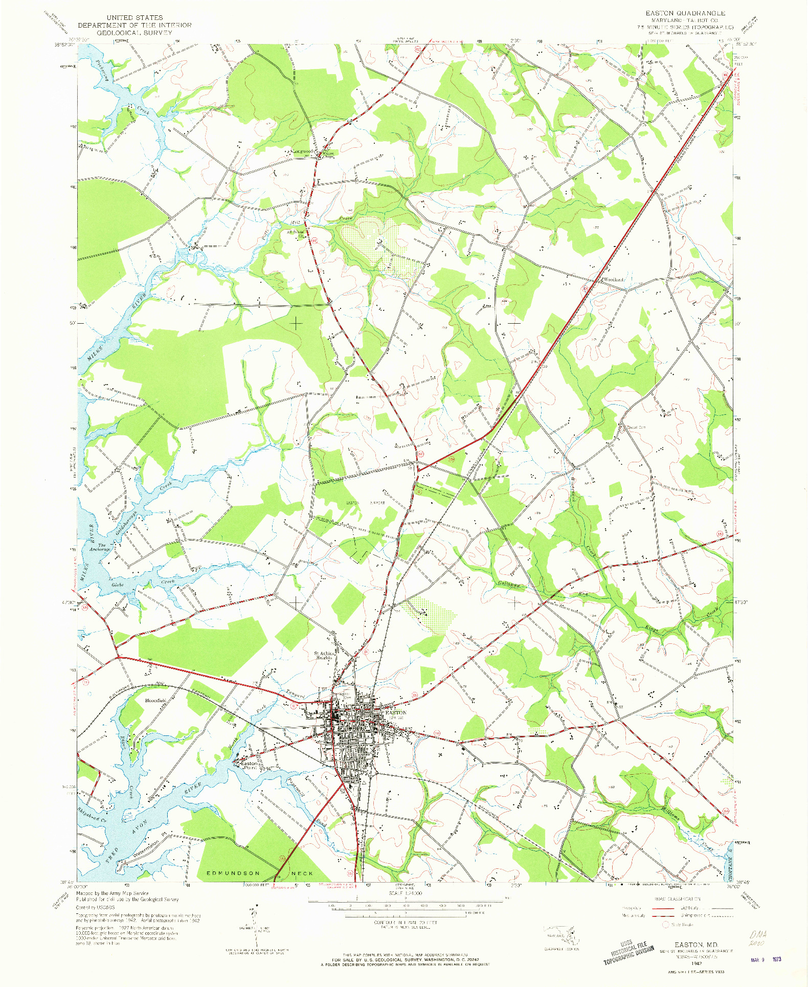 USGS 1:24000-SCALE QUADRANGLE FOR EASTON, MD 1942