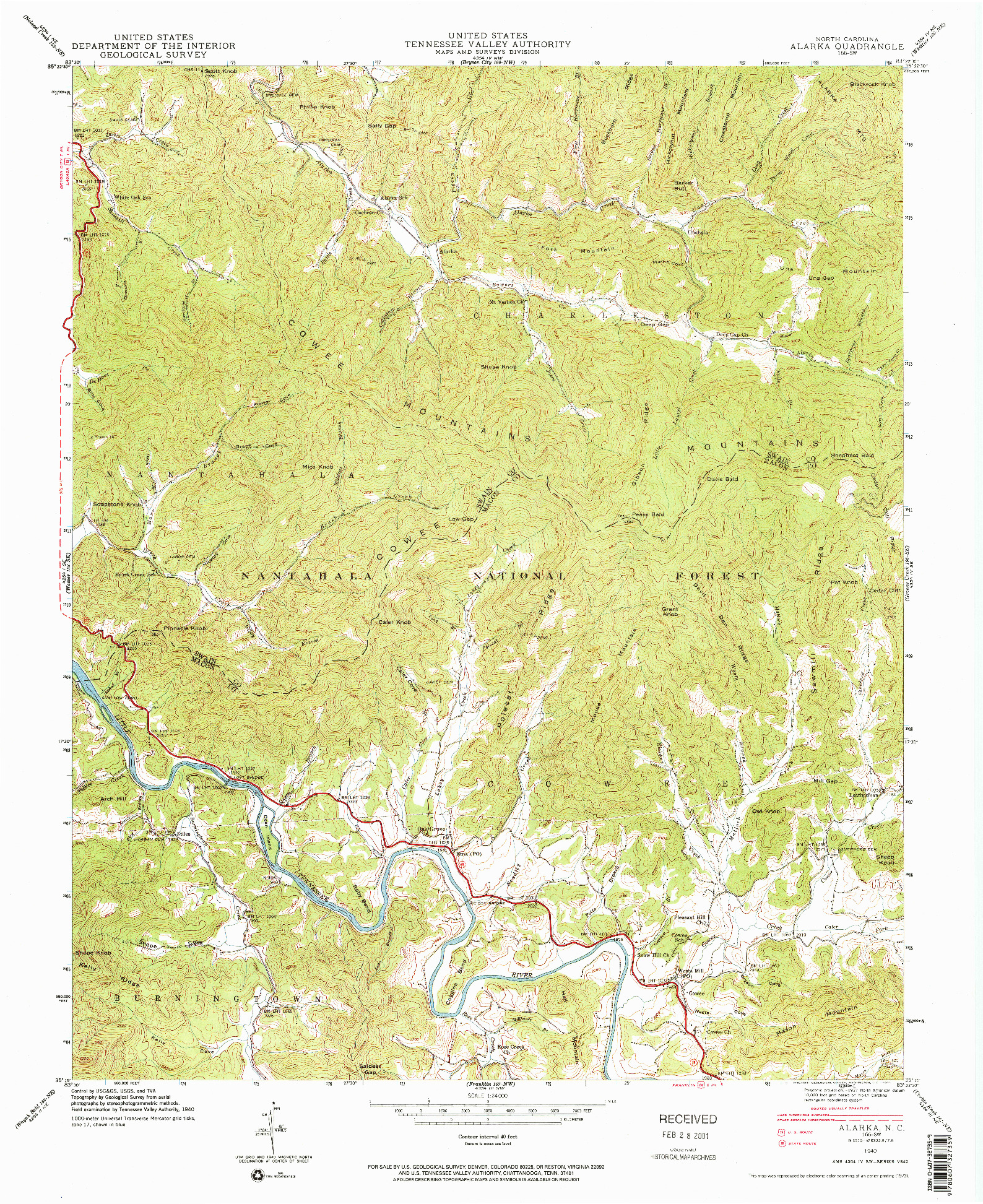 USGS 1:24000-SCALE QUADRANGLE FOR ALARKA, NC 1940