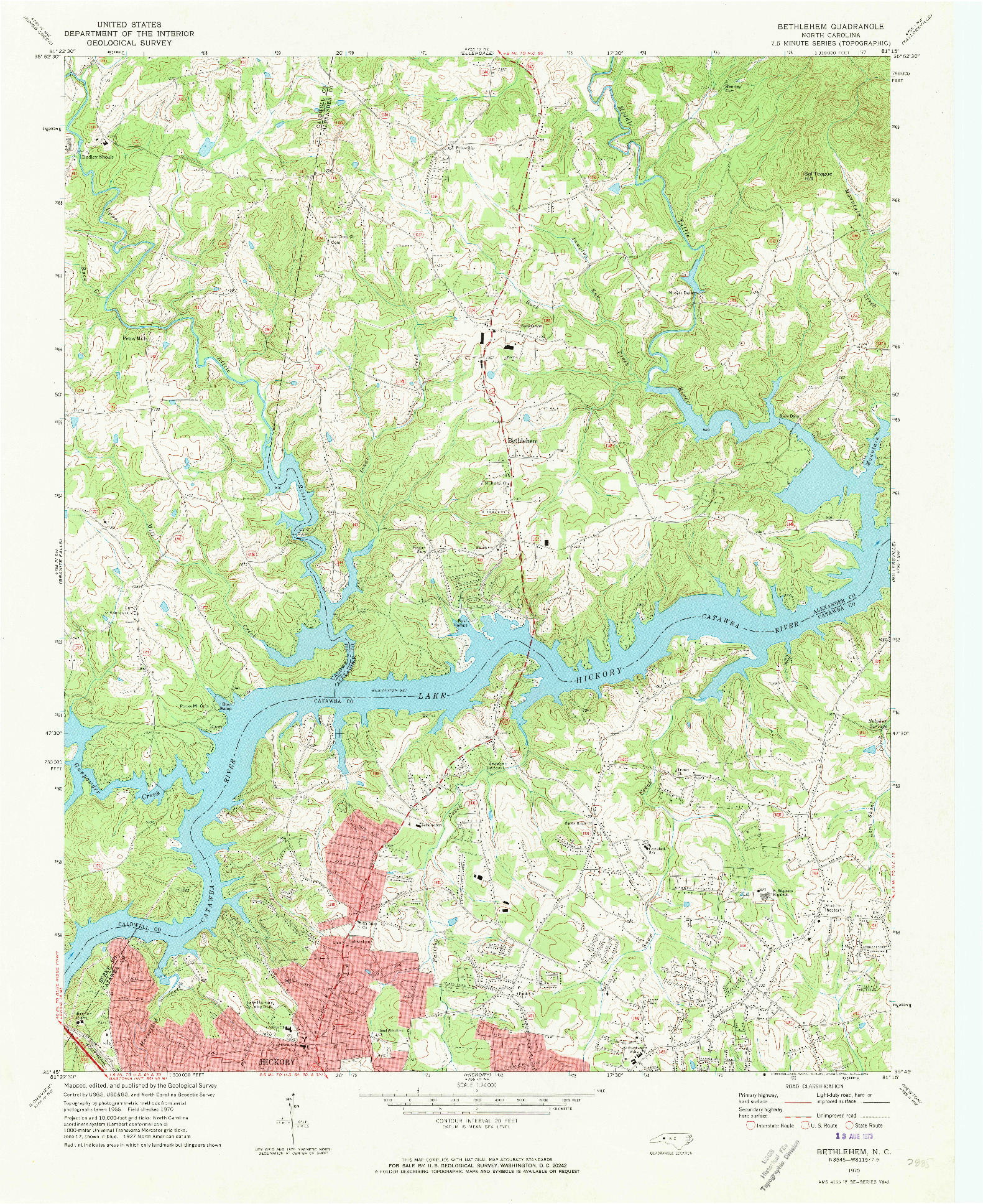 USGS 1:24000-SCALE QUADRANGLE FOR BETHLEHEM, NC 1970