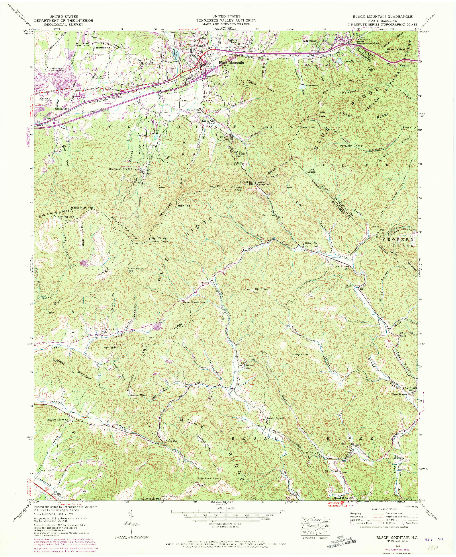 USGS 1:24000-SCALE QUADRANGLE FOR BLACK MOUNTAIN, NC 1941