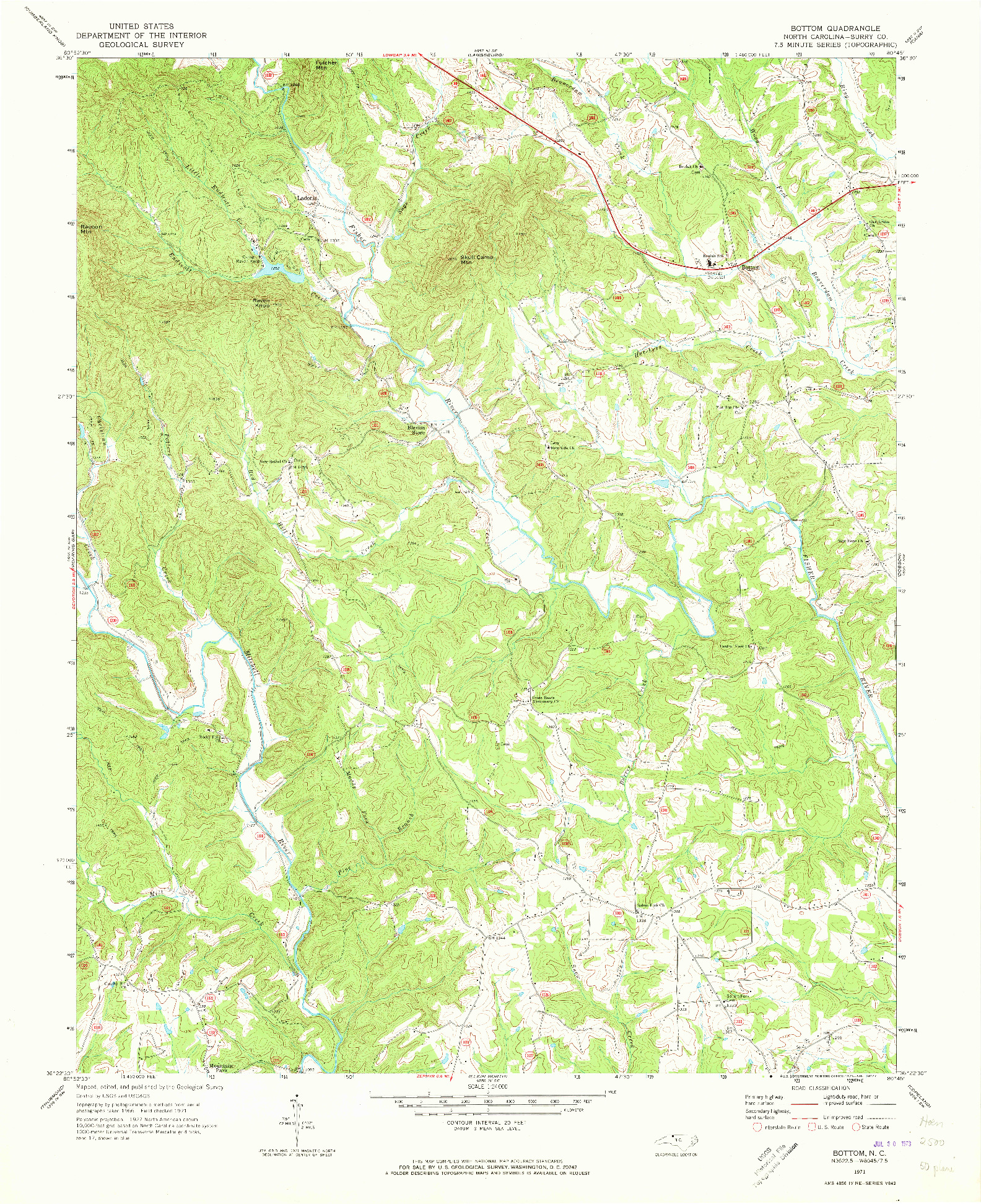 USGS 1:24000-SCALE QUADRANGLE FOR BOTTOM, NC 1971