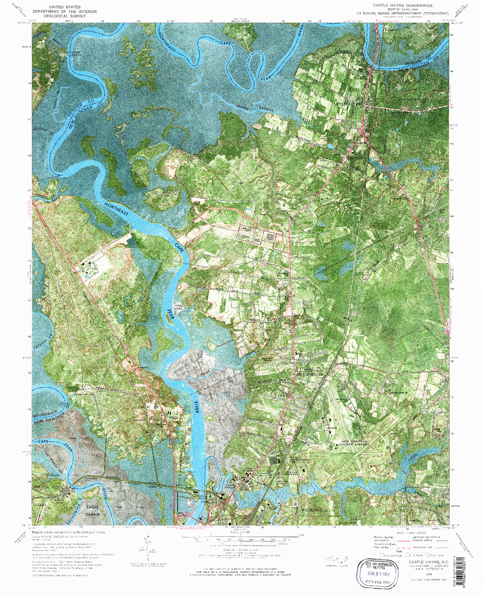 USGS 1:24000-SCALE QUADRANGLE FOR CASTLE HAYNE, NC 1970