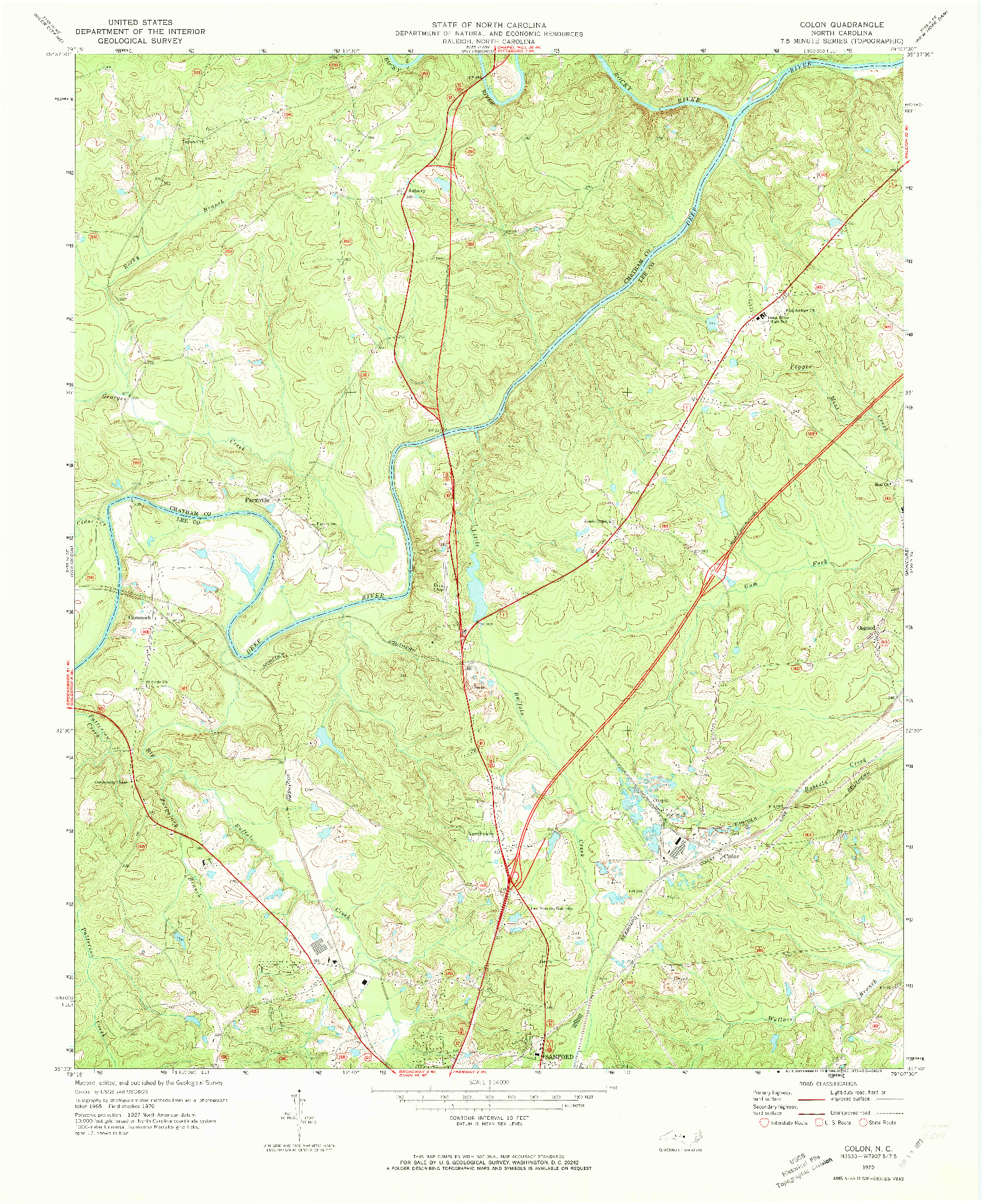 USGS 1:24000-SCALE QUADRANGLE FOR COLON, NC 1970