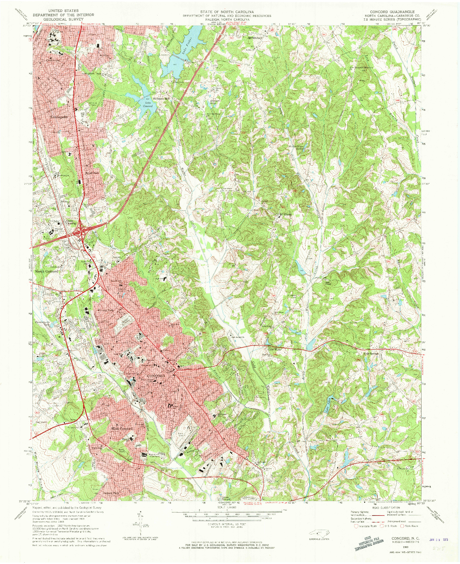 USGS 1:24000-SCALE QUADRANGLE FOR CONCORD, NC 1969