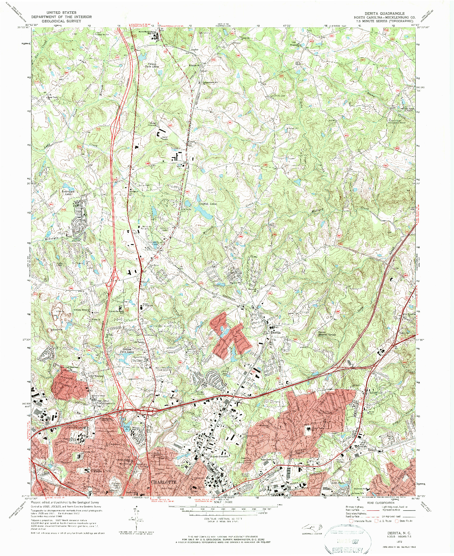 USGS 1:24000-SCALE QUADRANGLE FOR DERITA, NC 1972