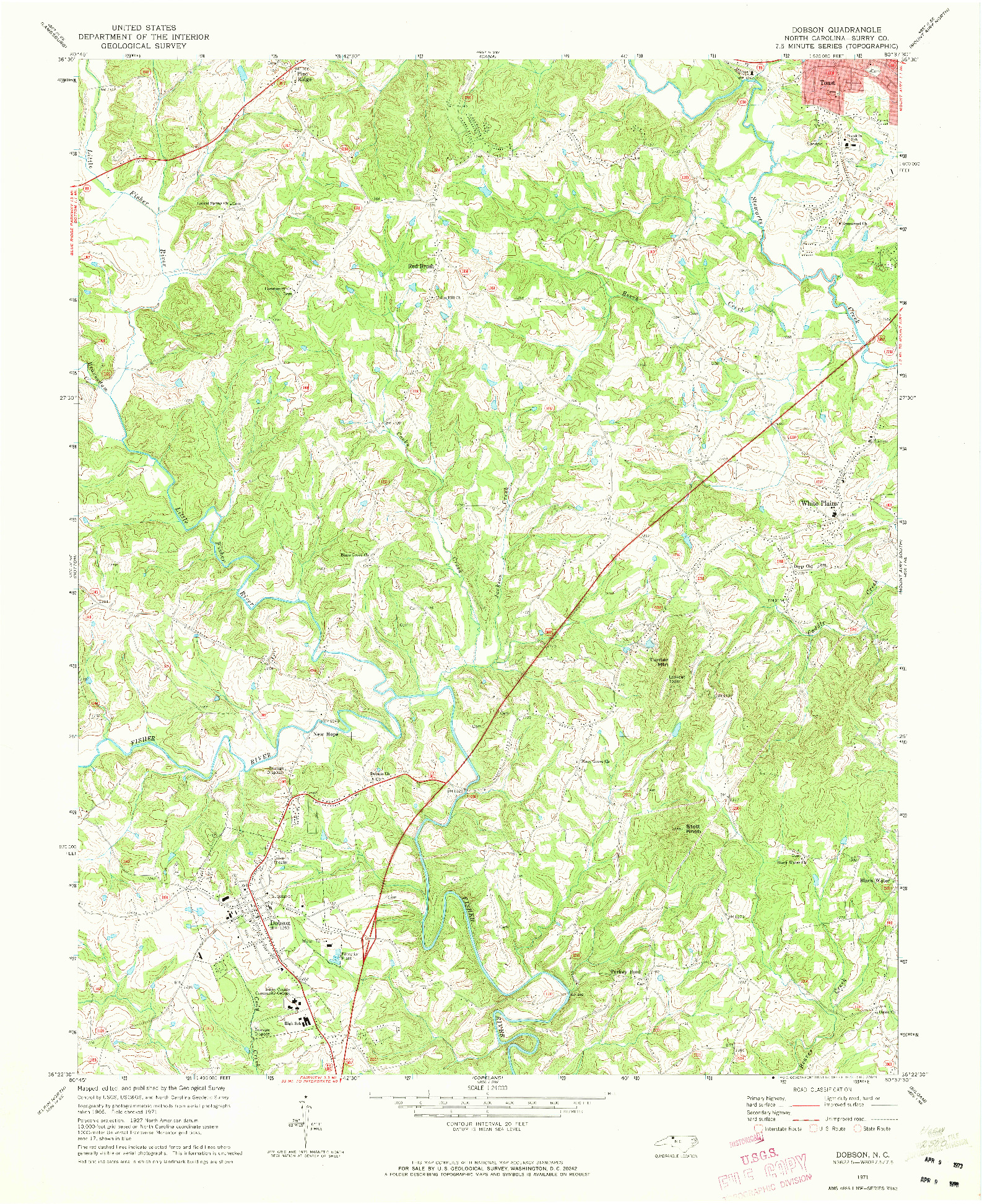 USGS 1:24000-SCALE QUADRANGLE FOR DOBSON, NC 1971