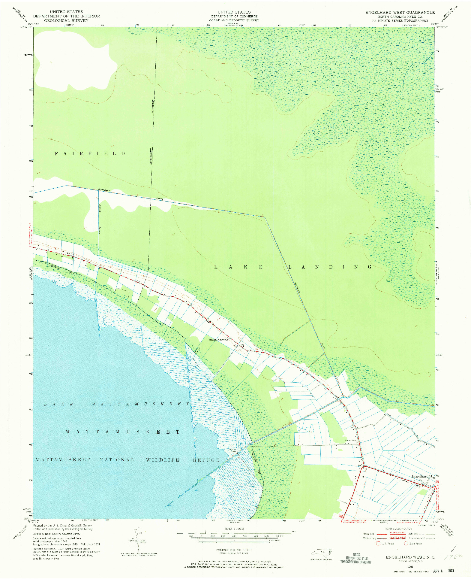 USGS 1:24000-SCALE QUADRANGLE FOR ENGELHARD WEST, NC 1951