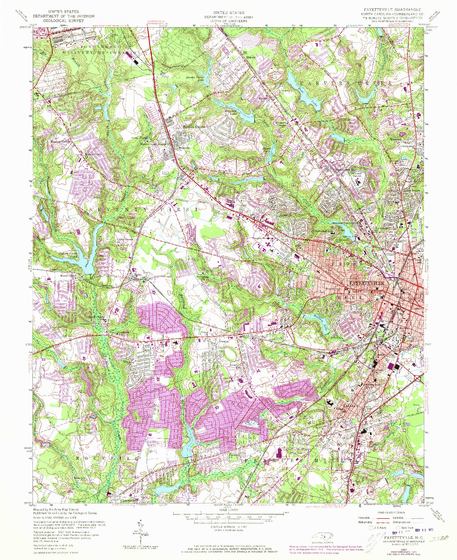 USGS 1:24000-SCALE QUADRANGLE FOR FAYETTEVILLE, NC 1957
