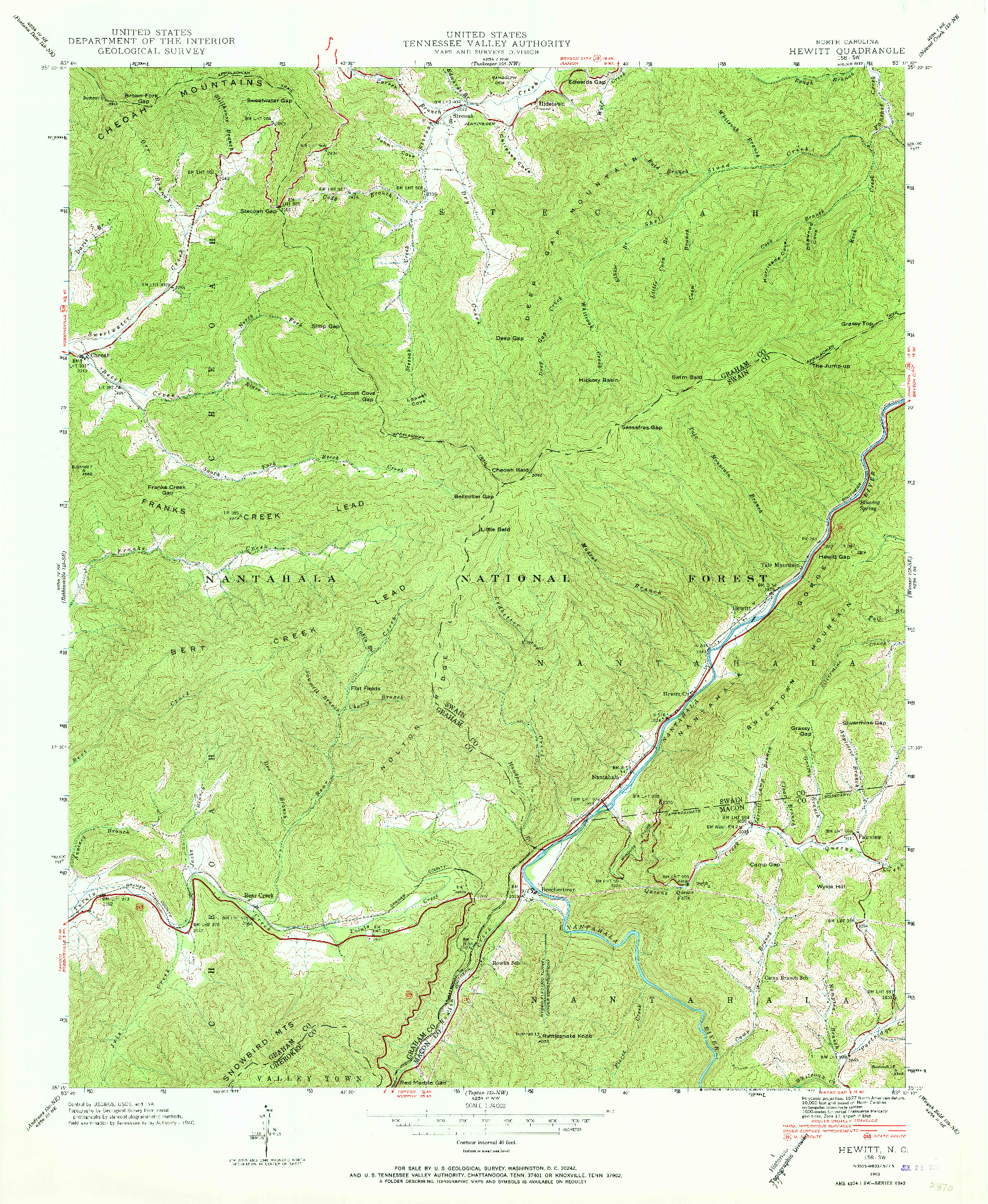 USGS 1:24000-SCALE QUADRANGLE FOR HEWITT, NC 1940