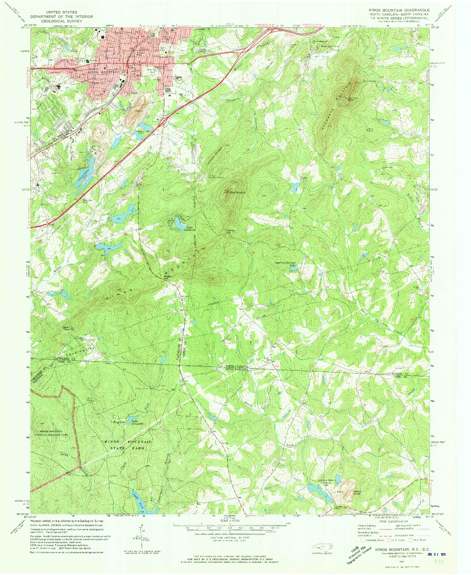 USGS 1:24000-SCALE QUADRANGLE FOR KINGS MOUNTAIN, NC 1971