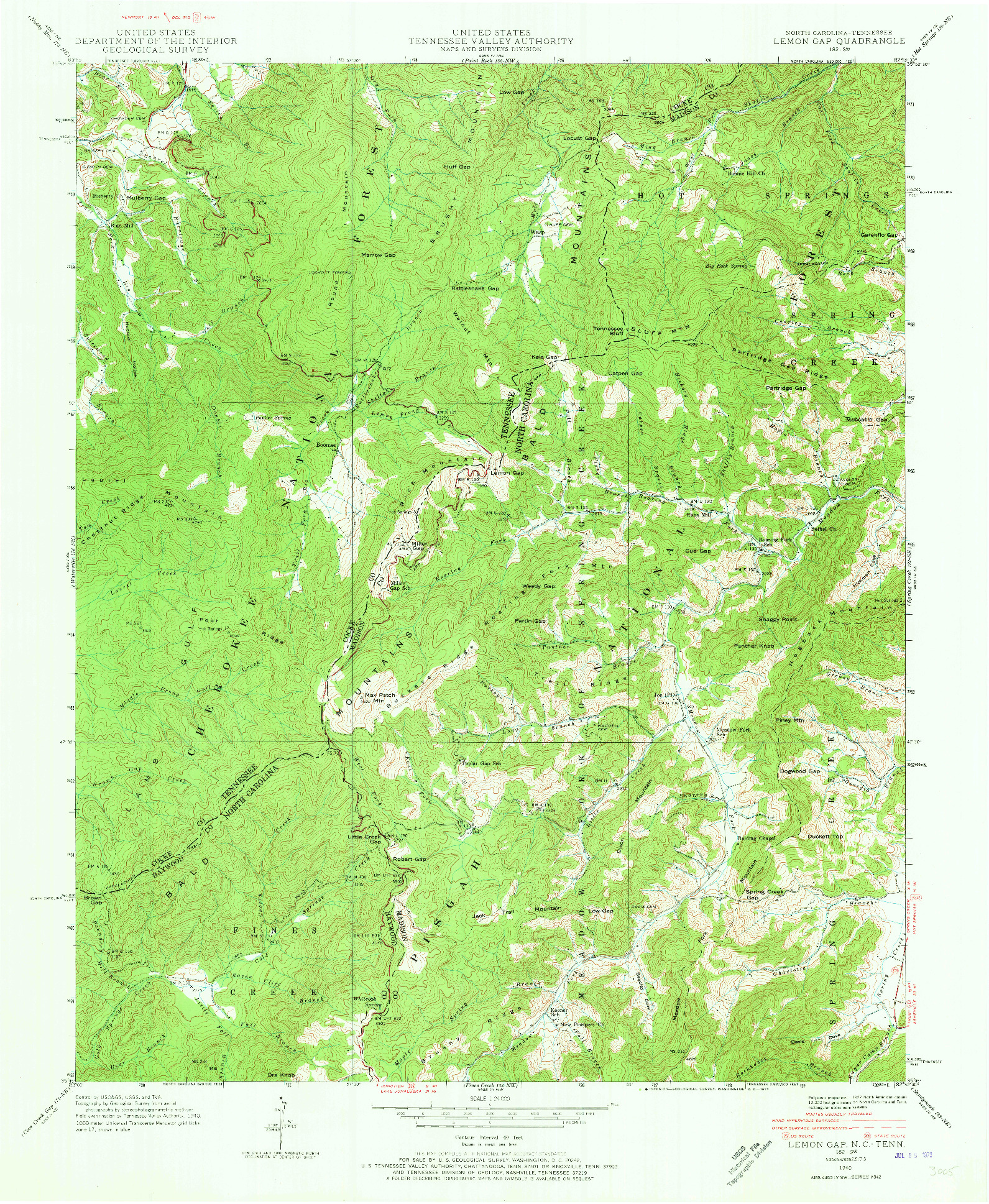 USGS 1:24000-SCALE QUADRANGLE FOR LEMON GAP, NC 1940