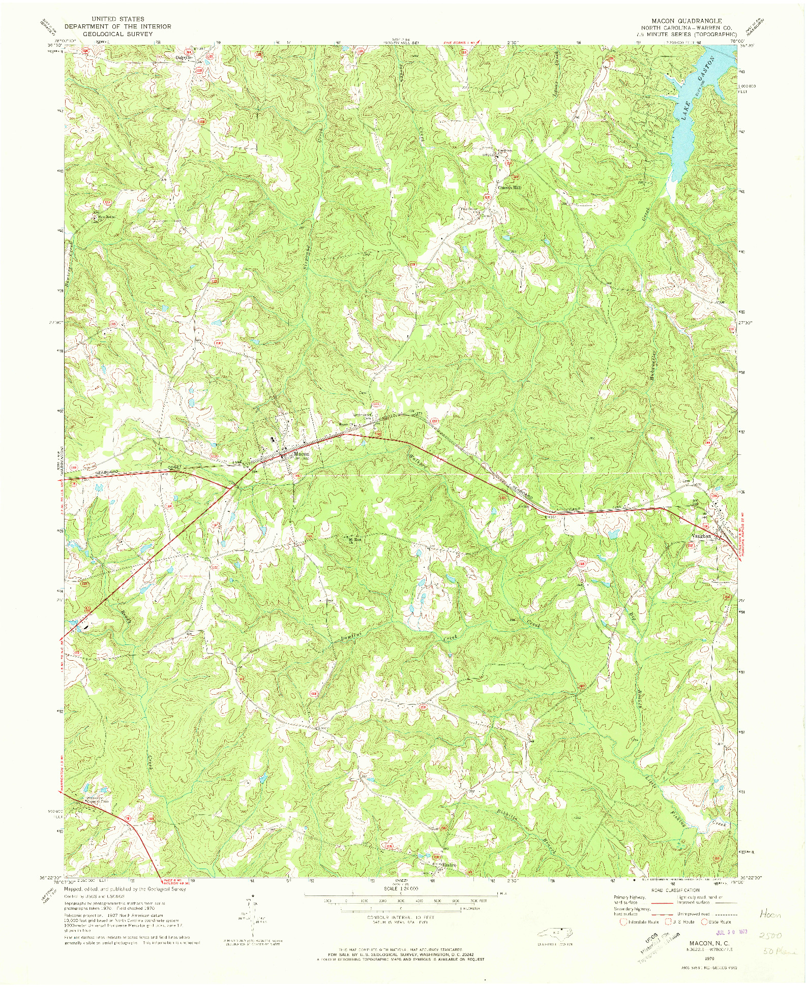 USGS 1:24000-SCALE QUADRANGLE FOR MACON, NC 1970
