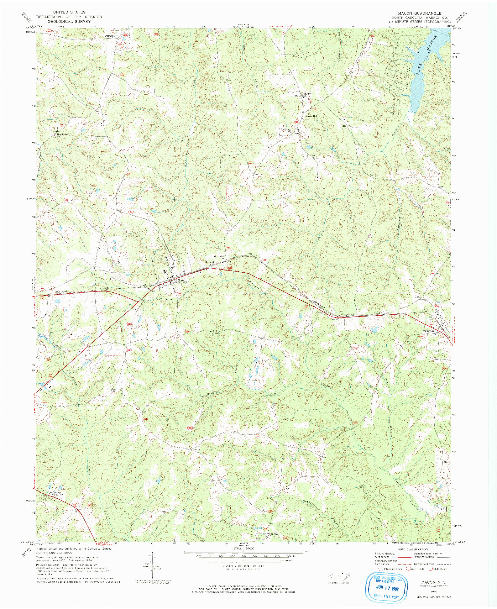 USGS 1:24000-SCALE QUADRANGLE FOR MACON, NC 1970
