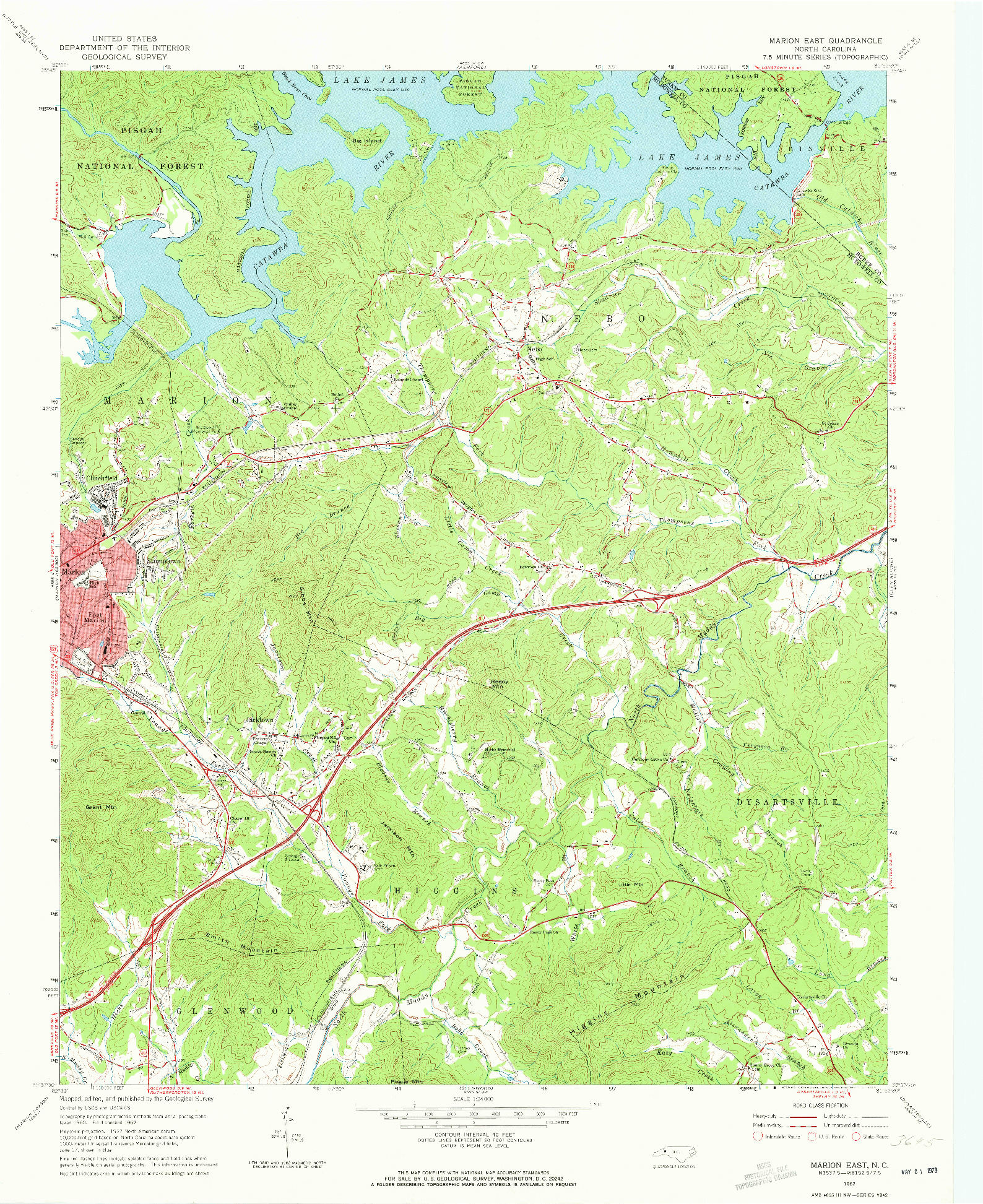 USGS 1:24000-SCALE QUADRANGLE FOR MARION EAST, NC 1962