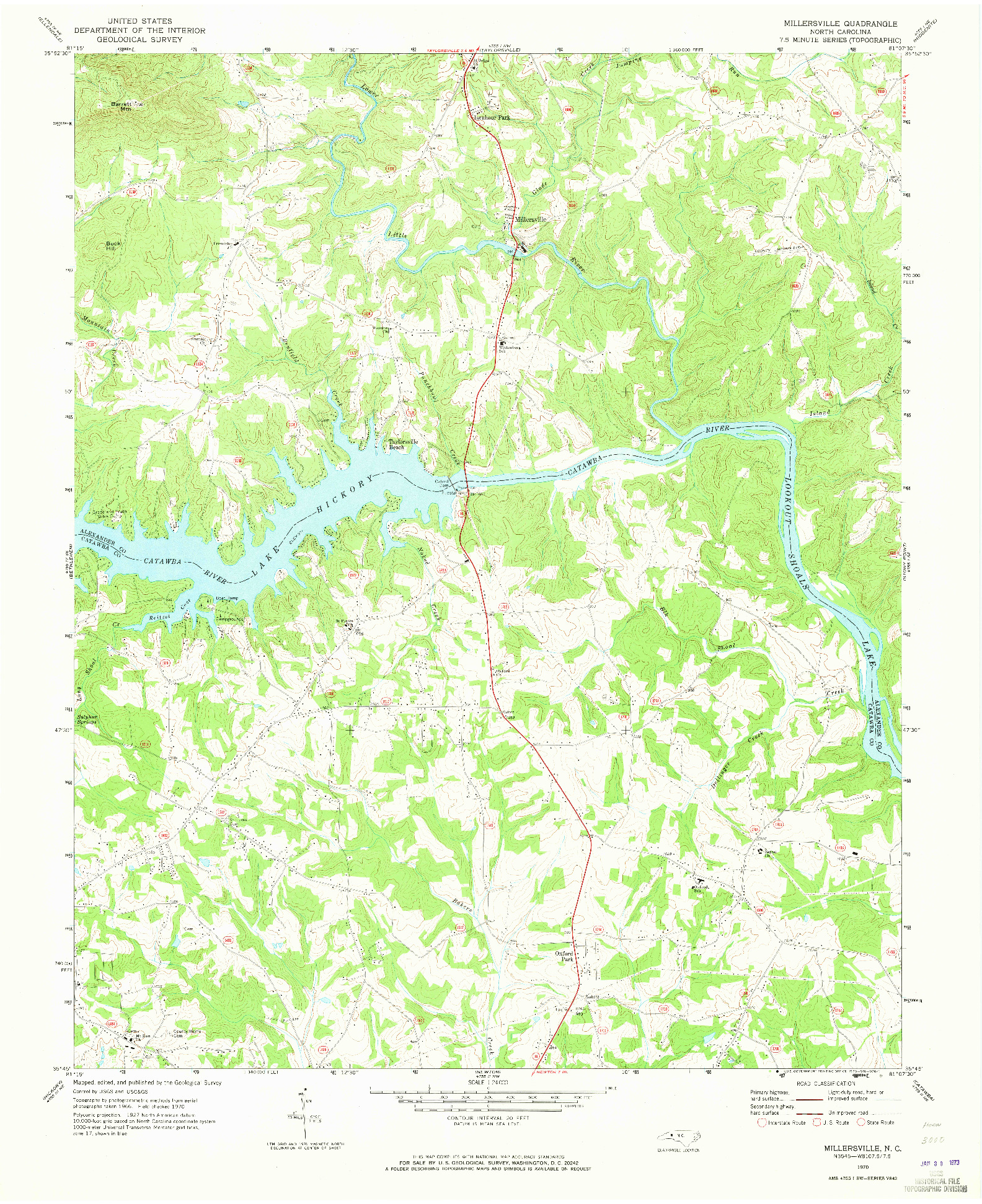 USGS 1:24000-SCALE QUADRANGLE FOR MILLERSVILLE, NC 1970