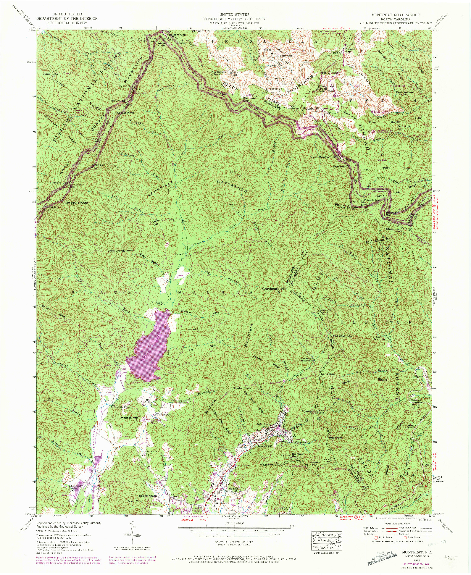 USGS 1:24000-SCALE QUADRANGLE FOR MONTREAT, NC 1942