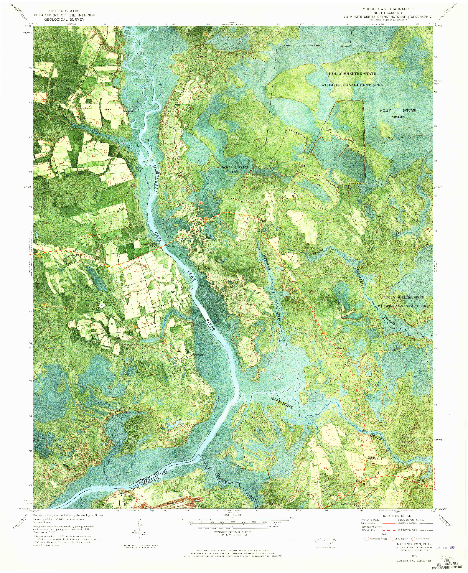 USGS 1:24000-SCALE QUADRANGLE FOR MOORETOWN, NC 1970