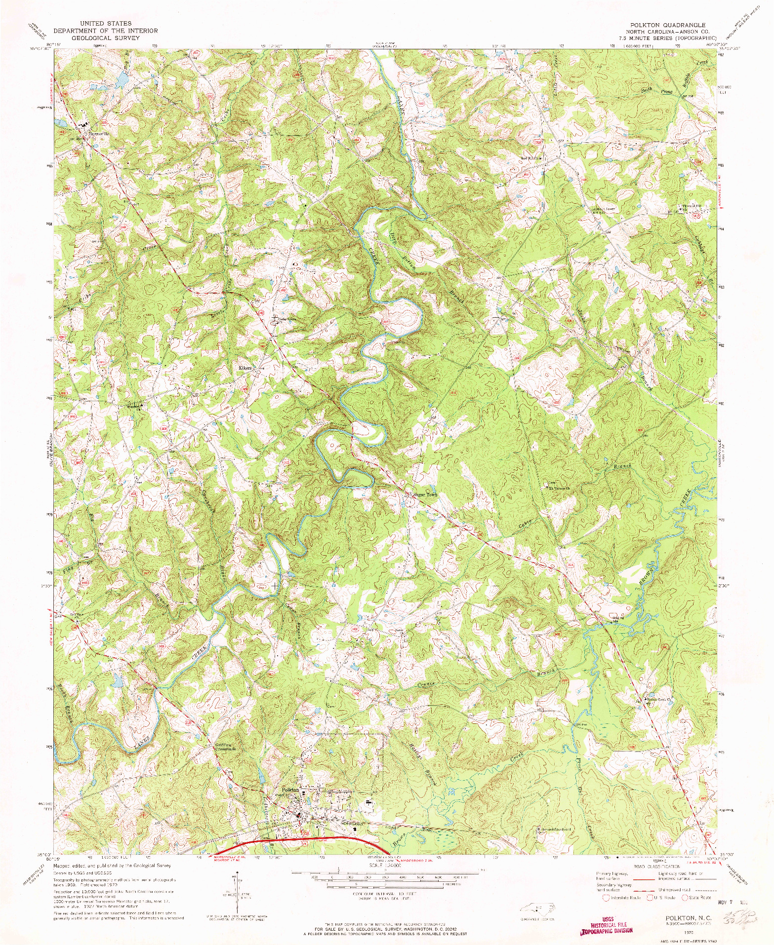 USGS 1:24000-SCALE QUADRANGLE FOR POLKTON, NC 1970