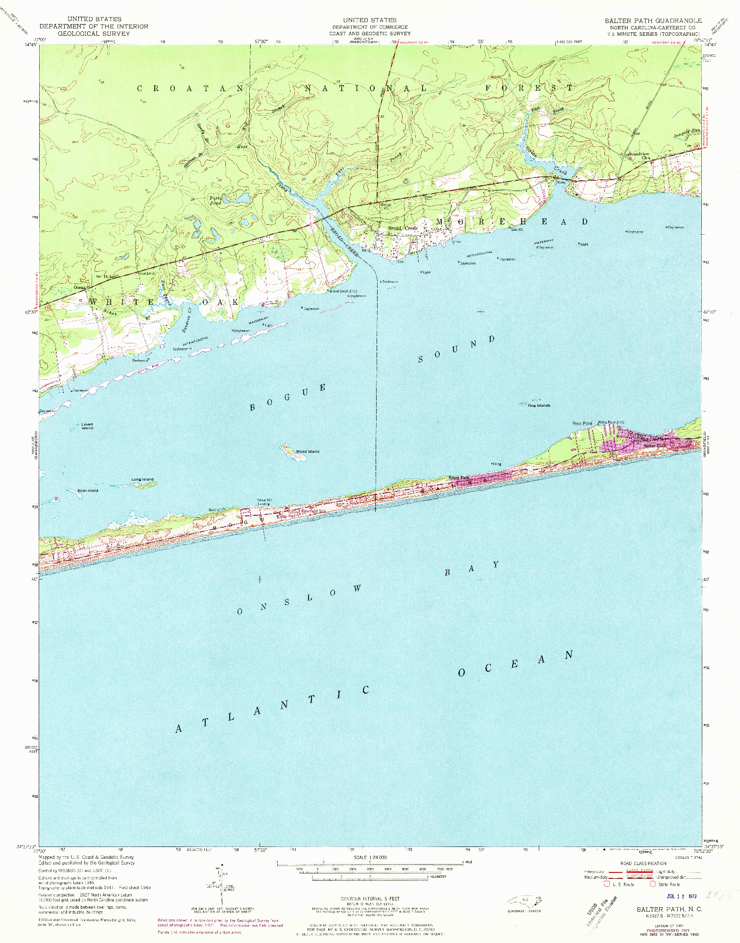 USGS 1:24000-SCALE QUADRANGLE FOR SALTER PATH, NC 1951