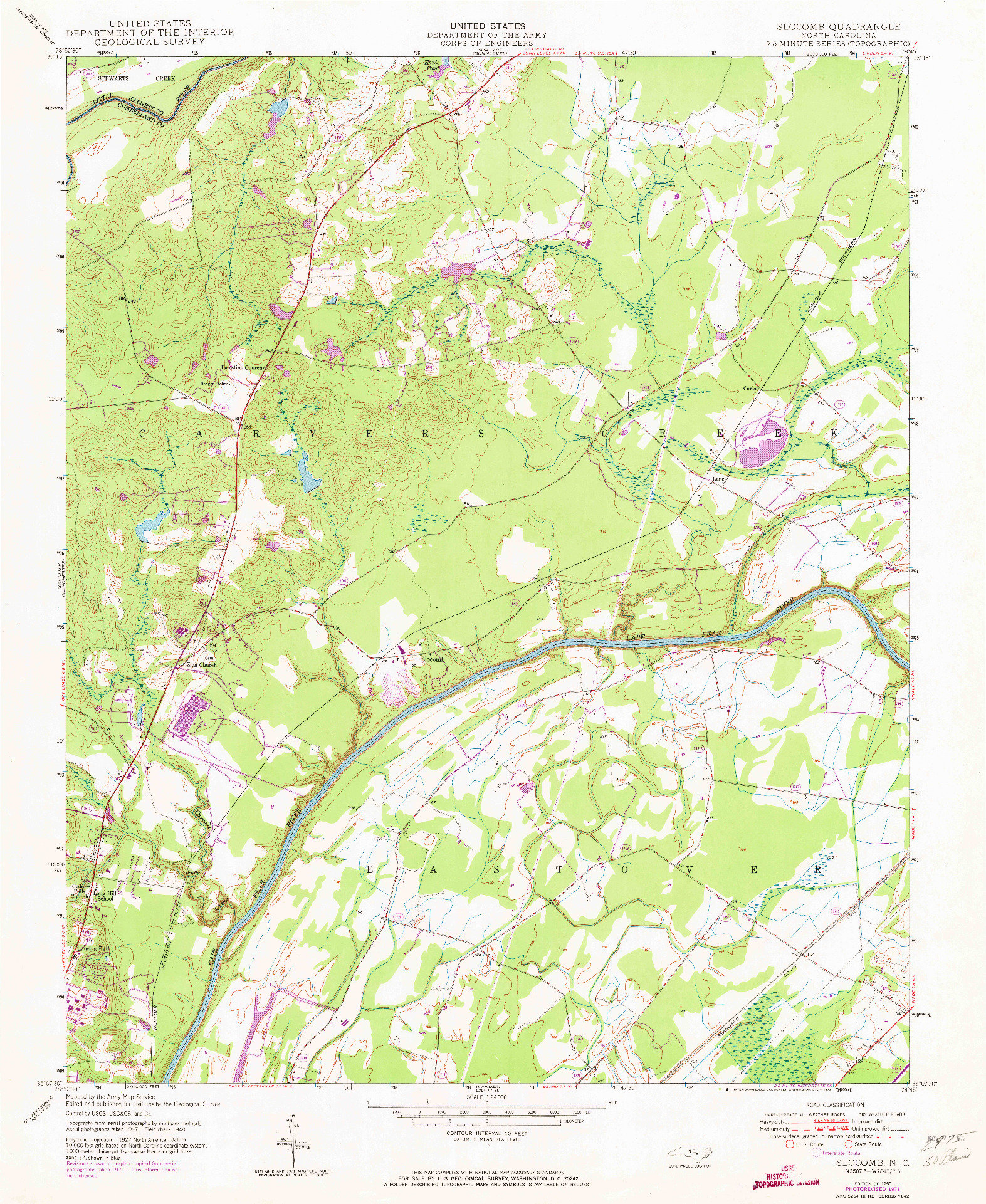 USGS 1:24000-SCALE QUADRANGLE FOR SLOCOMB, NC 1950