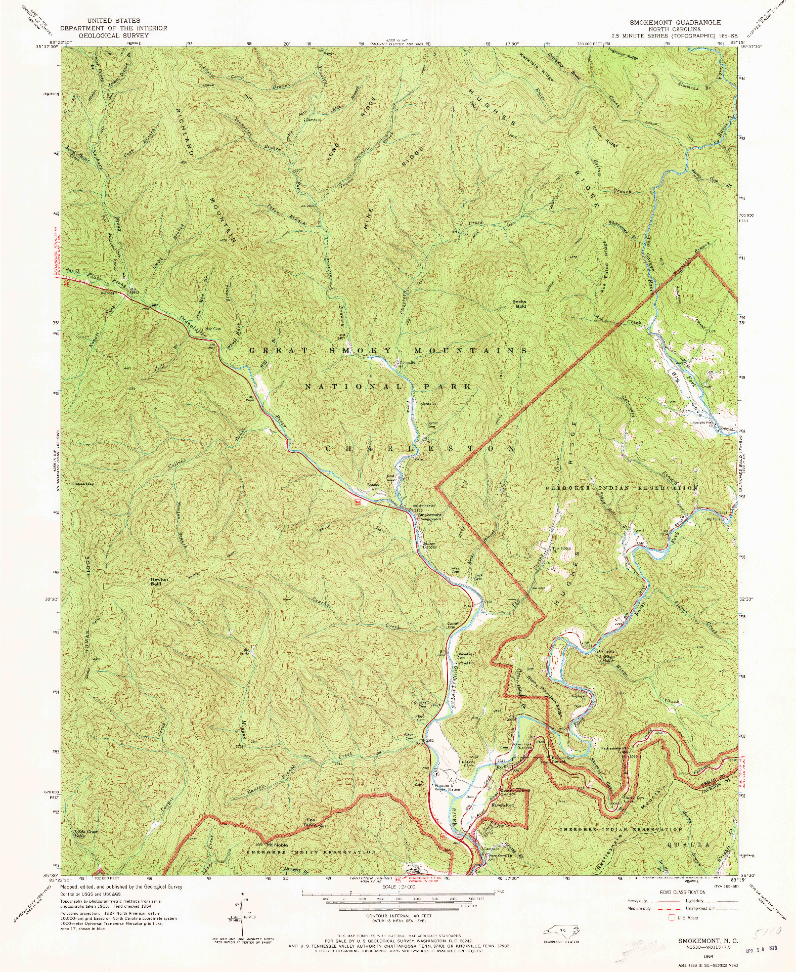 USGS 1:24000-SCALE QUADRANGLE FOR SMOKEMONT, NC 1964