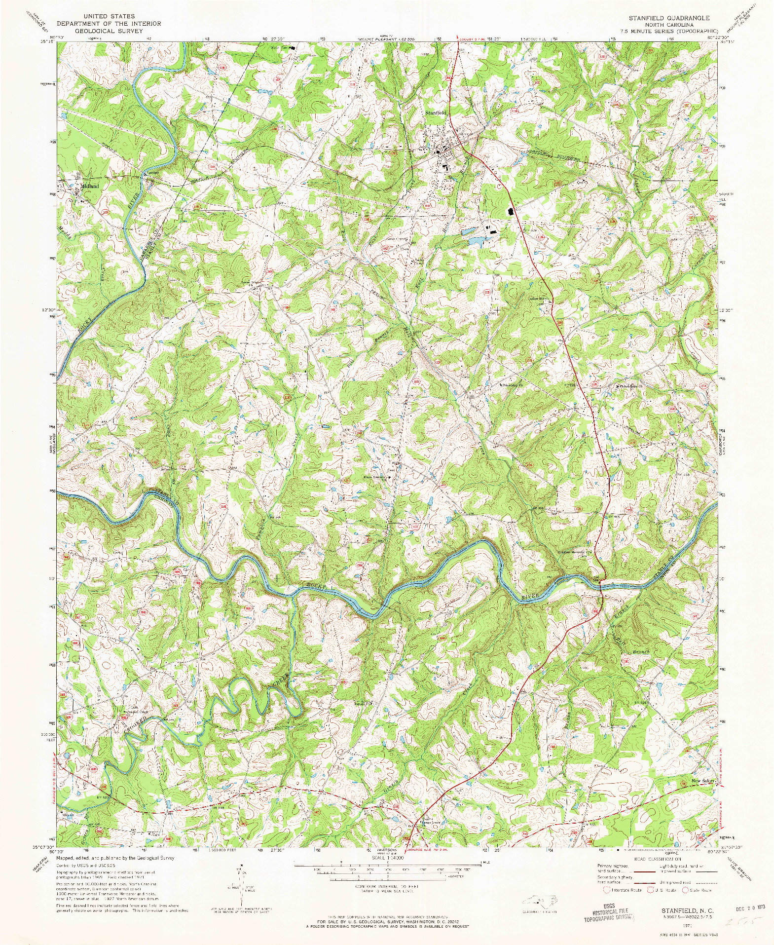 USGS 1:24000-SCALE QUADRANGLE FOR STANFIELD, NC 1971