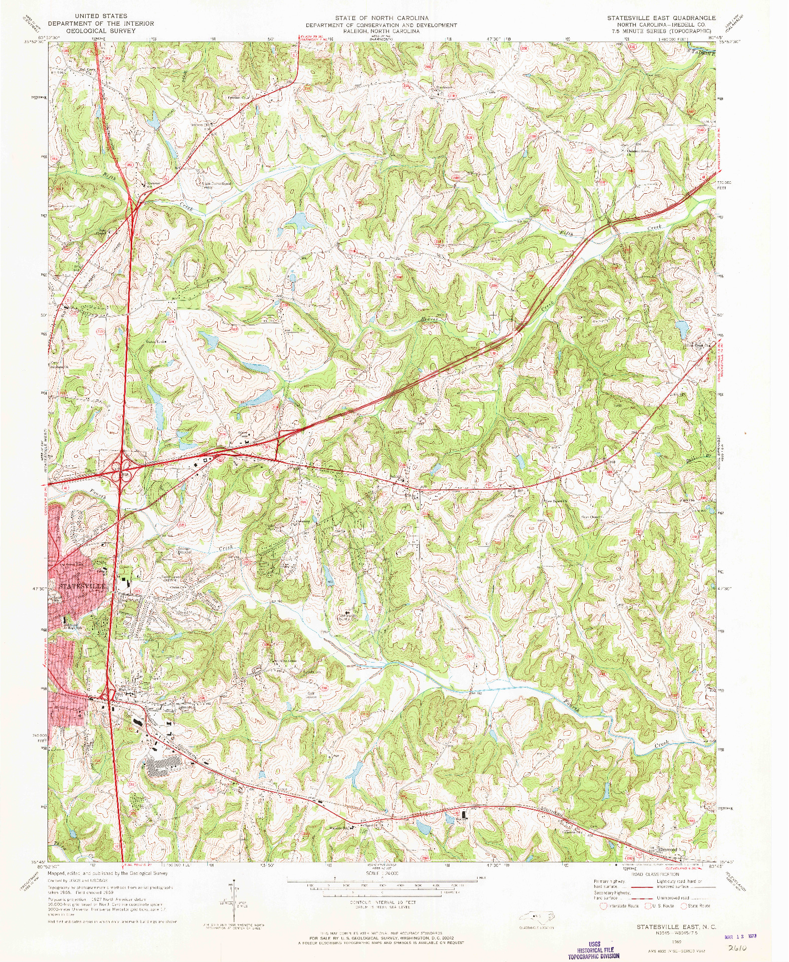USGS 1:24000-SCALE QUADRANGLE FOR STATESVILLE EAST, NC 1969