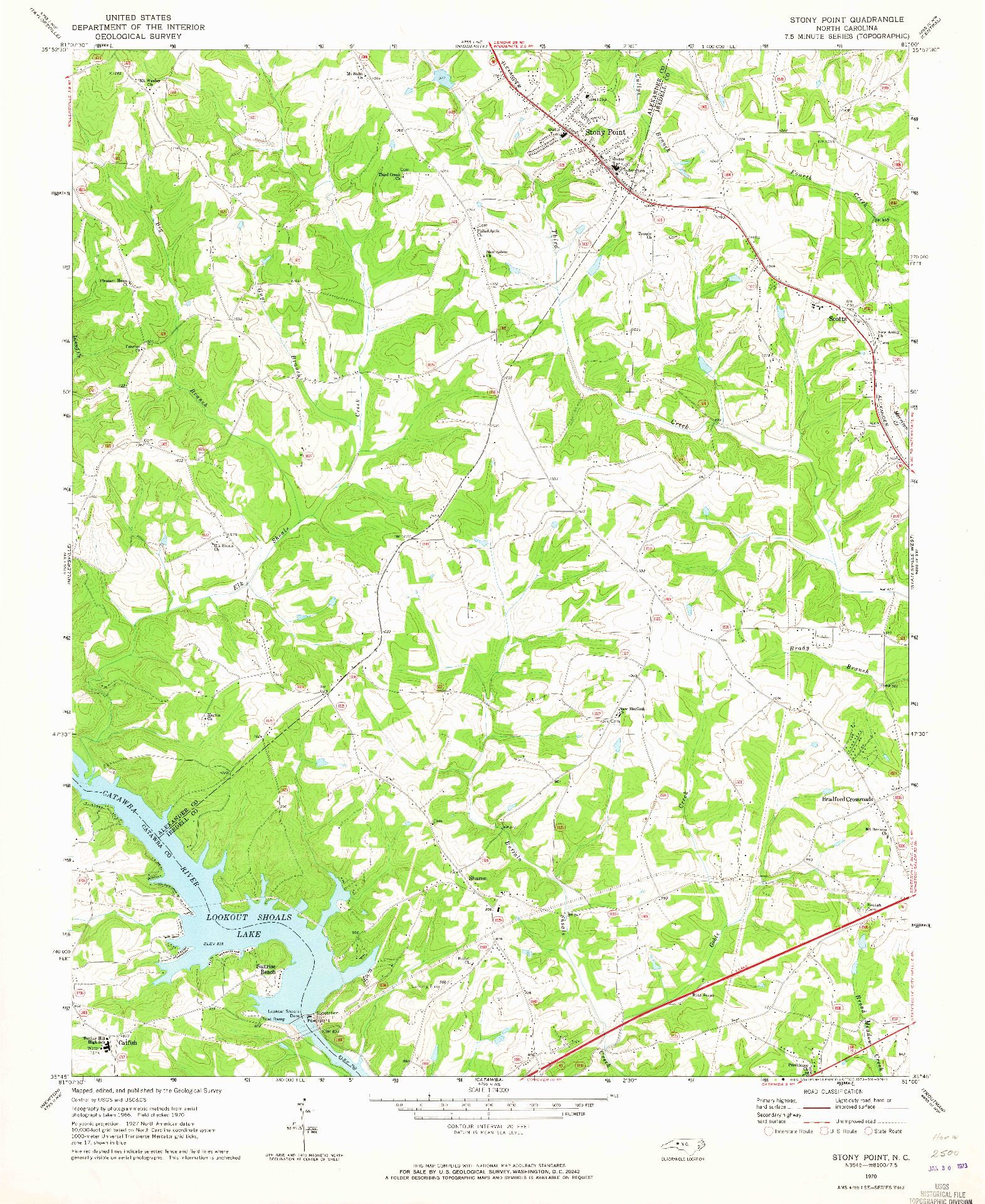 USGS 1:24000-SCALE QUADRANGLE FOR STONY POINT, NC 1970