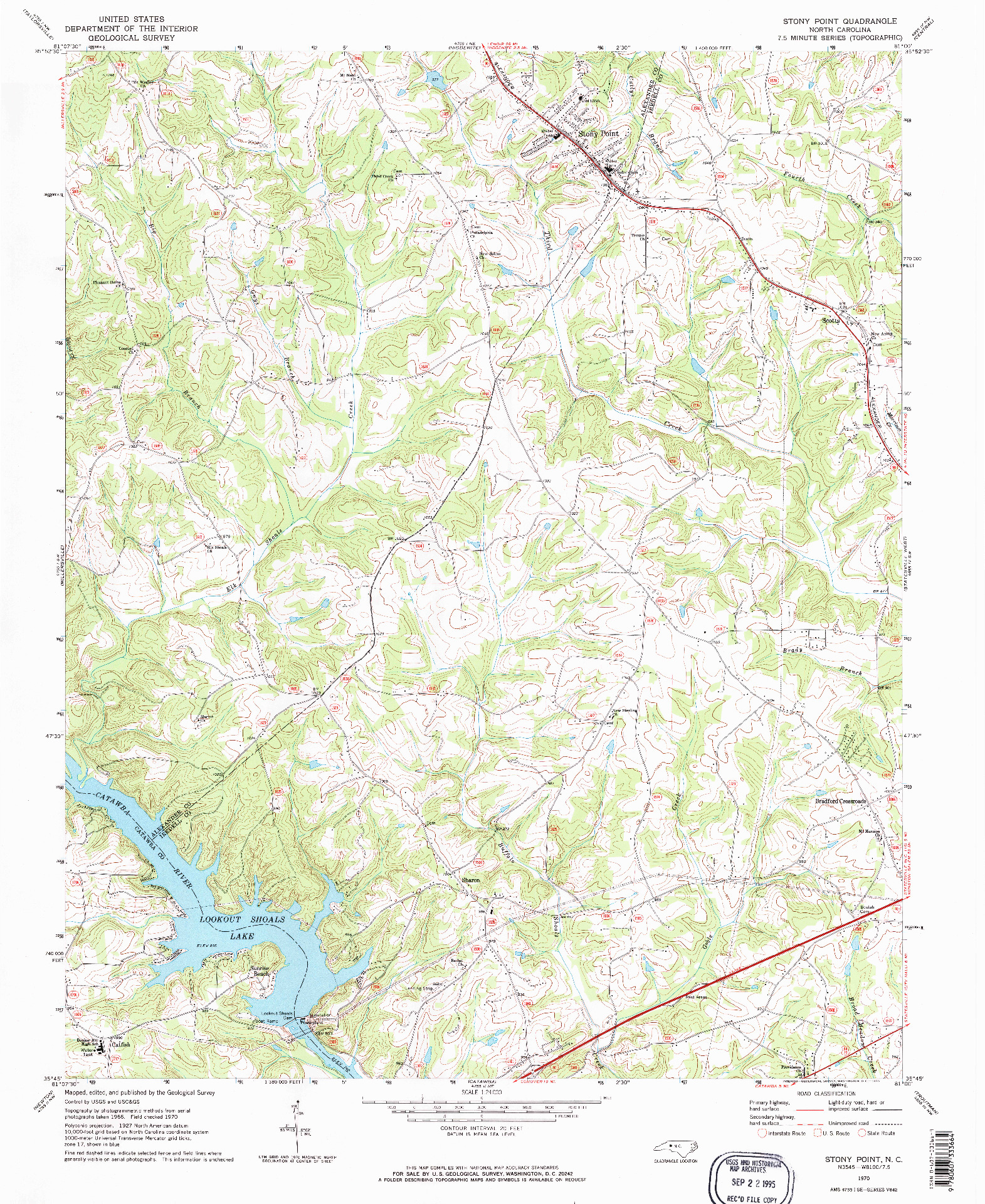 USGS 1:24000-SCALE QUADRANGLE FOR STONY POINT, NC 1970