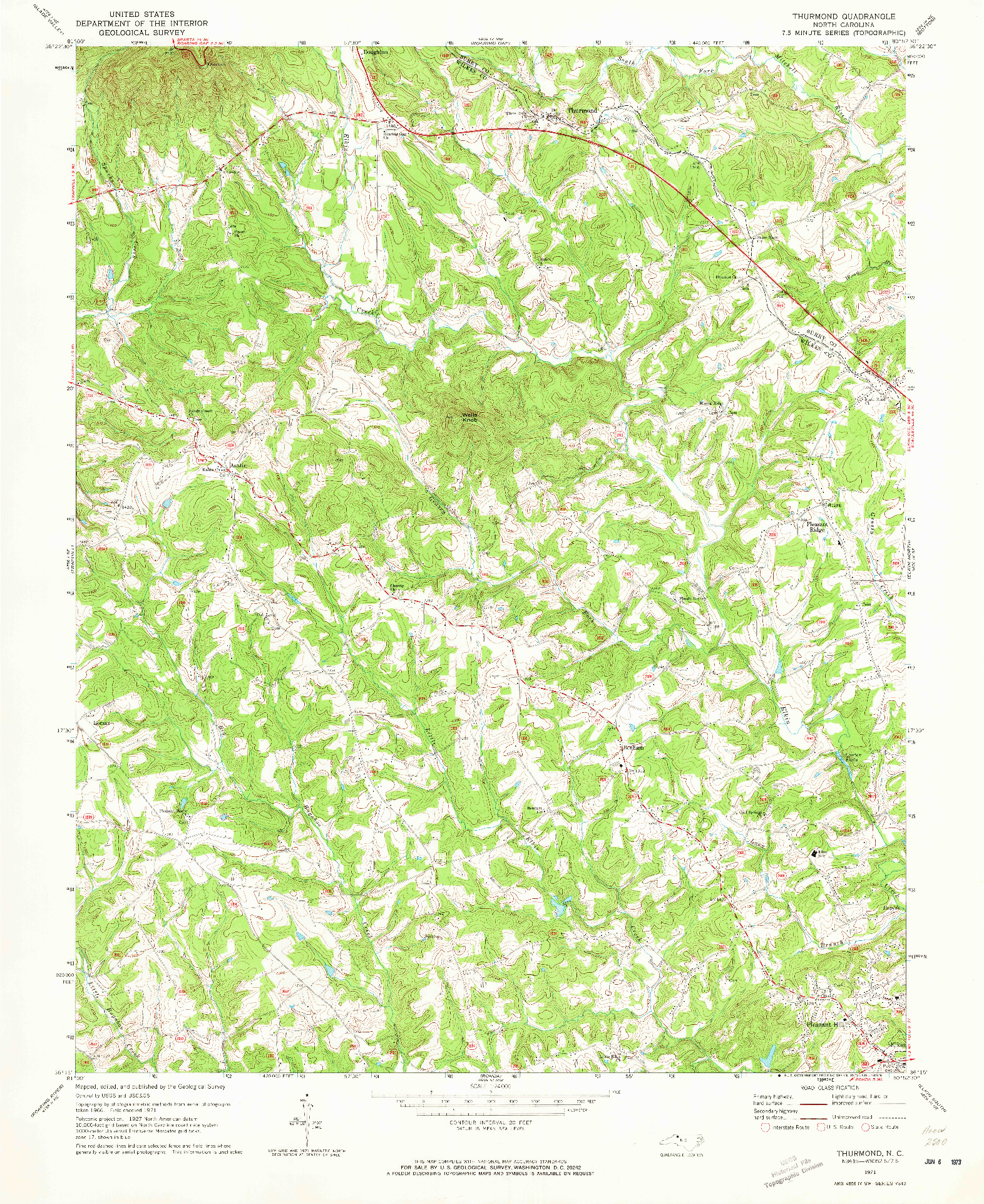 USGS 1:24000-SCALE QUADRANGLE FOR THURMOND, NC 1971