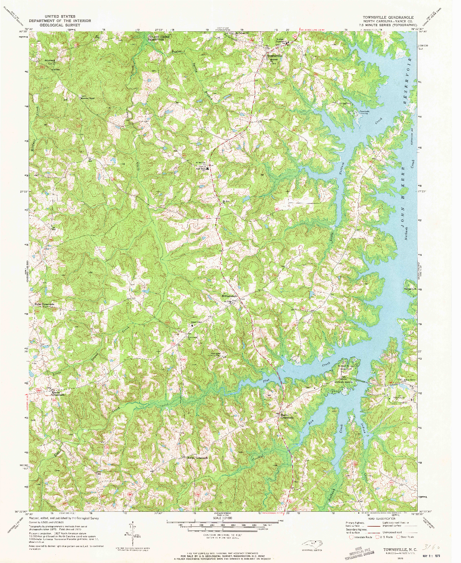 USGS 1:24000-SCALE QUADRANGLE FOR TOWNSVILLE, NC 1970