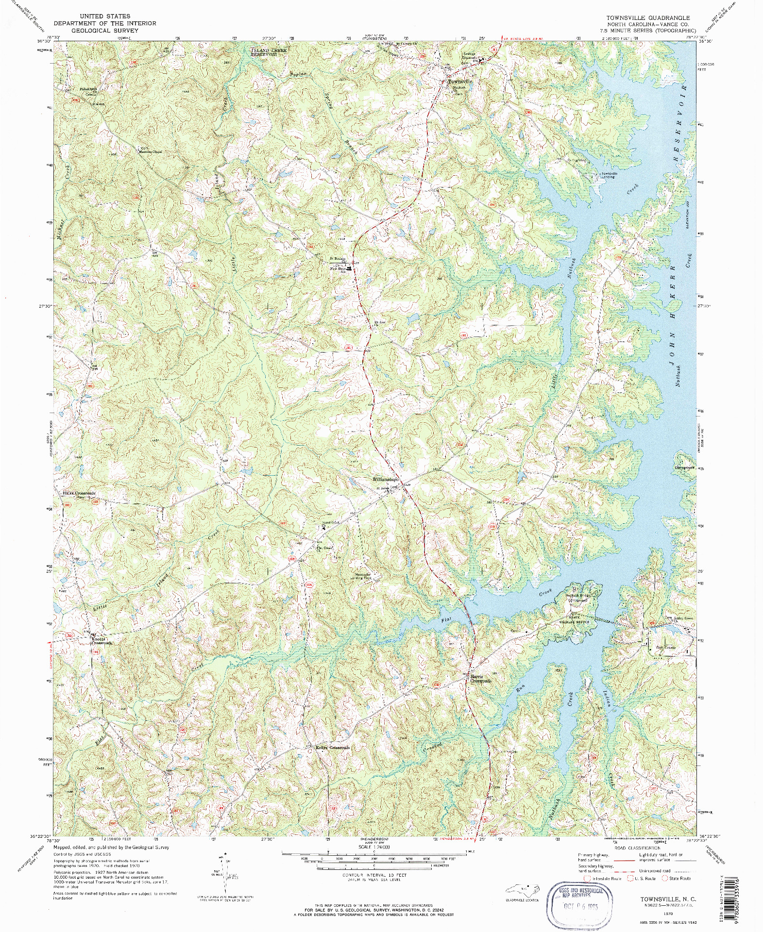USGS 1:24000-SCALE QUADRANGLE FOR TOWNSVILLE, NC 1970