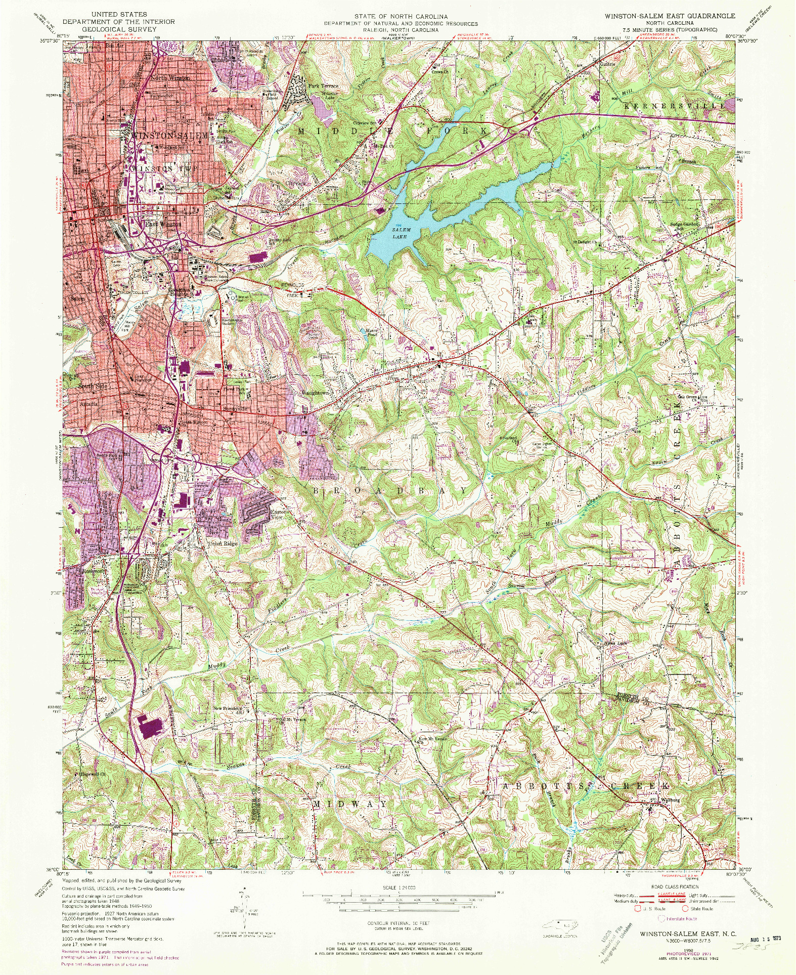 USGS 1:24000-SCALE QUADRANGLE FOR WINSTON-SALEM EAST, NC 1950