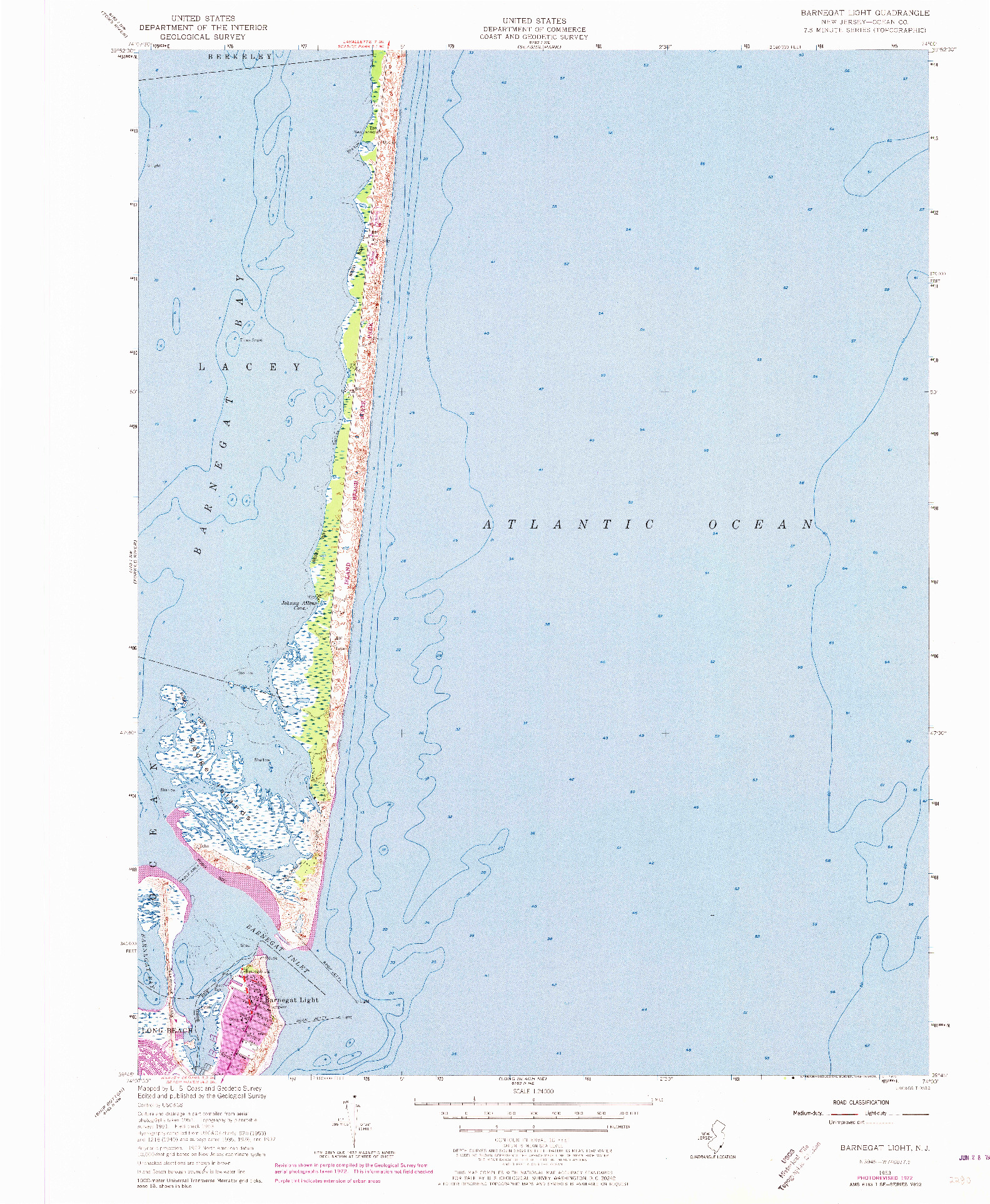 USGS 1:24000-SCALE QUADRANGLE FOR BARNEGAT LIGHT, NJ 1953