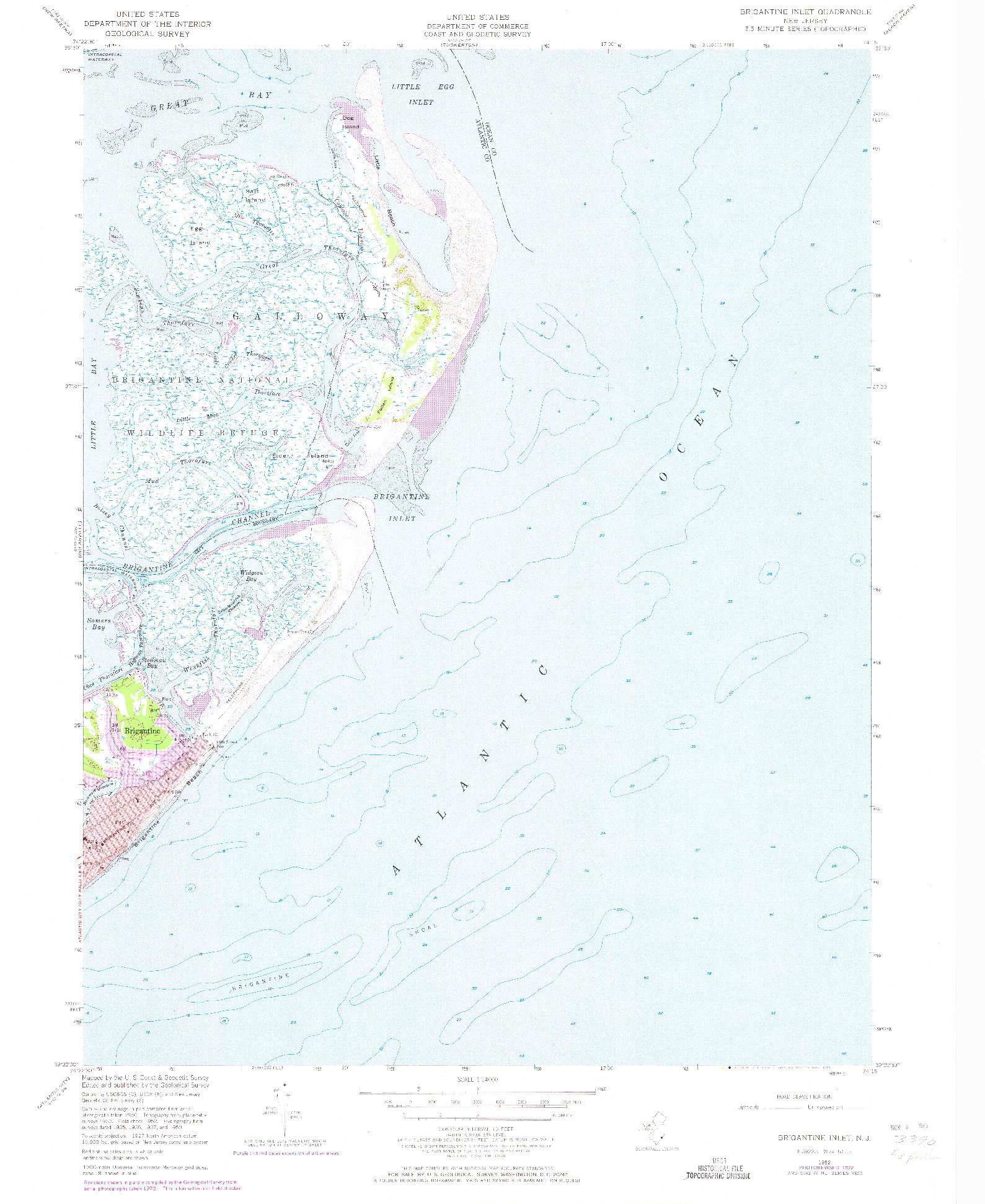 USGS 1:24000-SCALE QUADRANGLE FOR BRIGANTINE INLET, NJ 1952