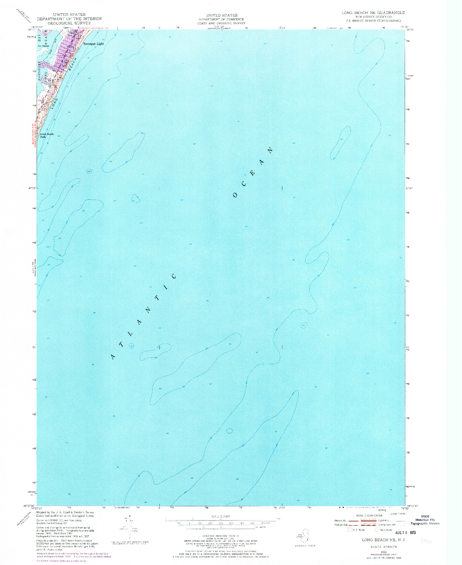 USGS 1:24000-SCALE QUADRANGLE FOR LONG BEACH NE, NJ 1951