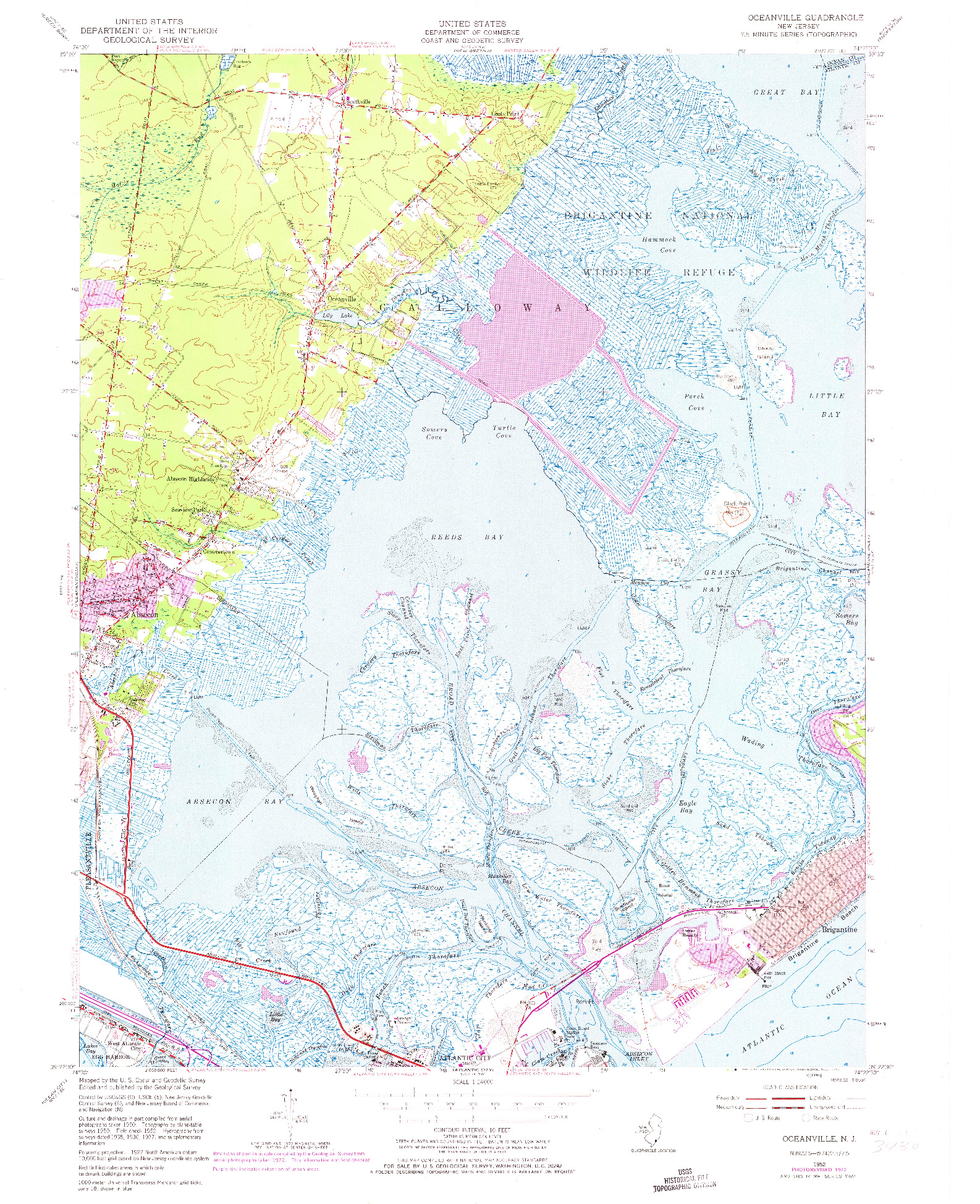 USGS 1:24000-SCALE QUADRANGLE FOR OCEANVILLE, NJ 1952