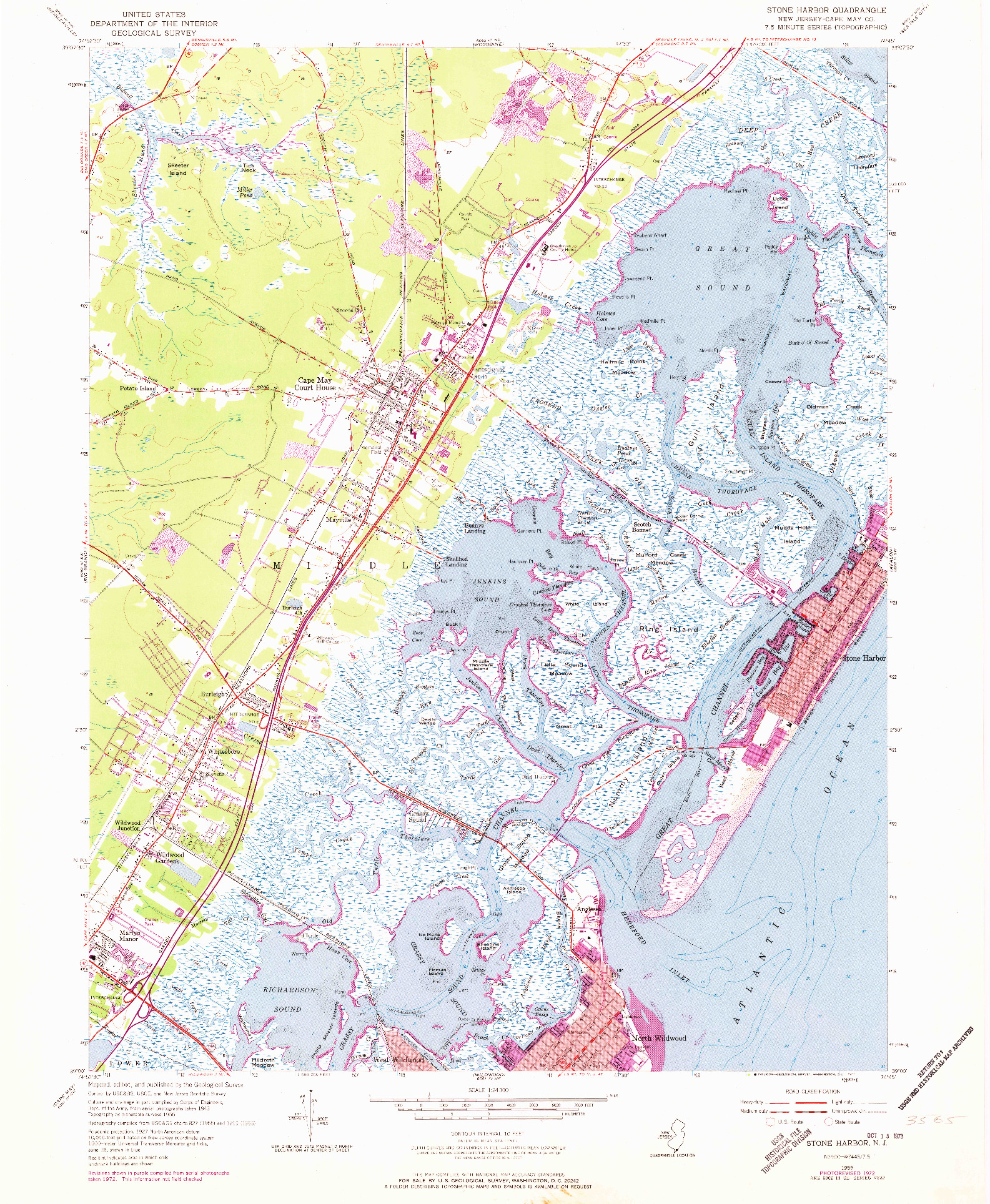 USGS 1:24000-SCALE QUADRANGLE FOR STONE HARBOR, NJ 1955