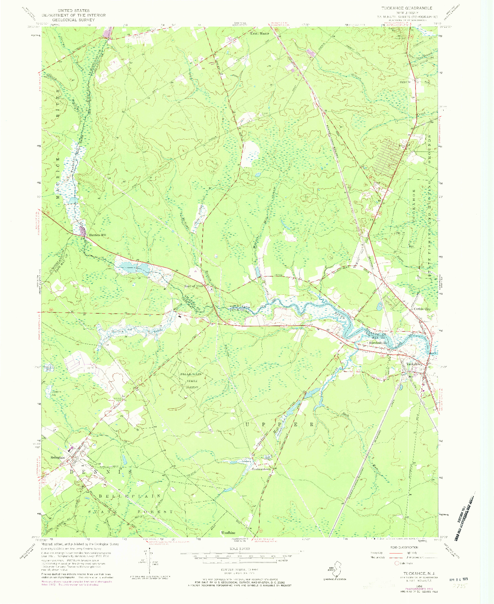 USGS 1:24000-SCALE QUADRANGLE FOR TUCKAHOE, NJ 1956