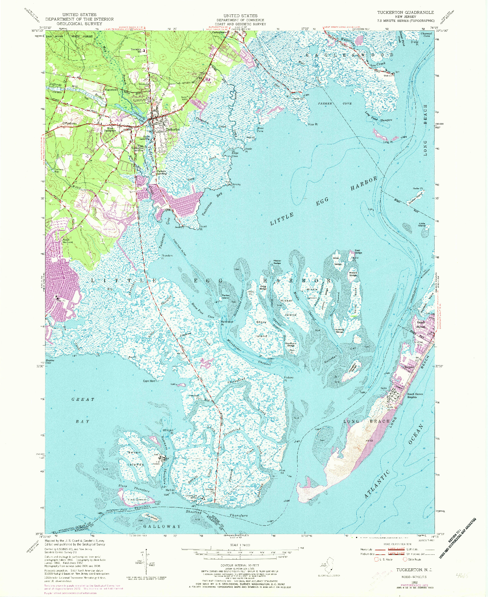 USGS 1:24000-SCALE QUADRANGLE FOR TUCKERTON, NJ 1952